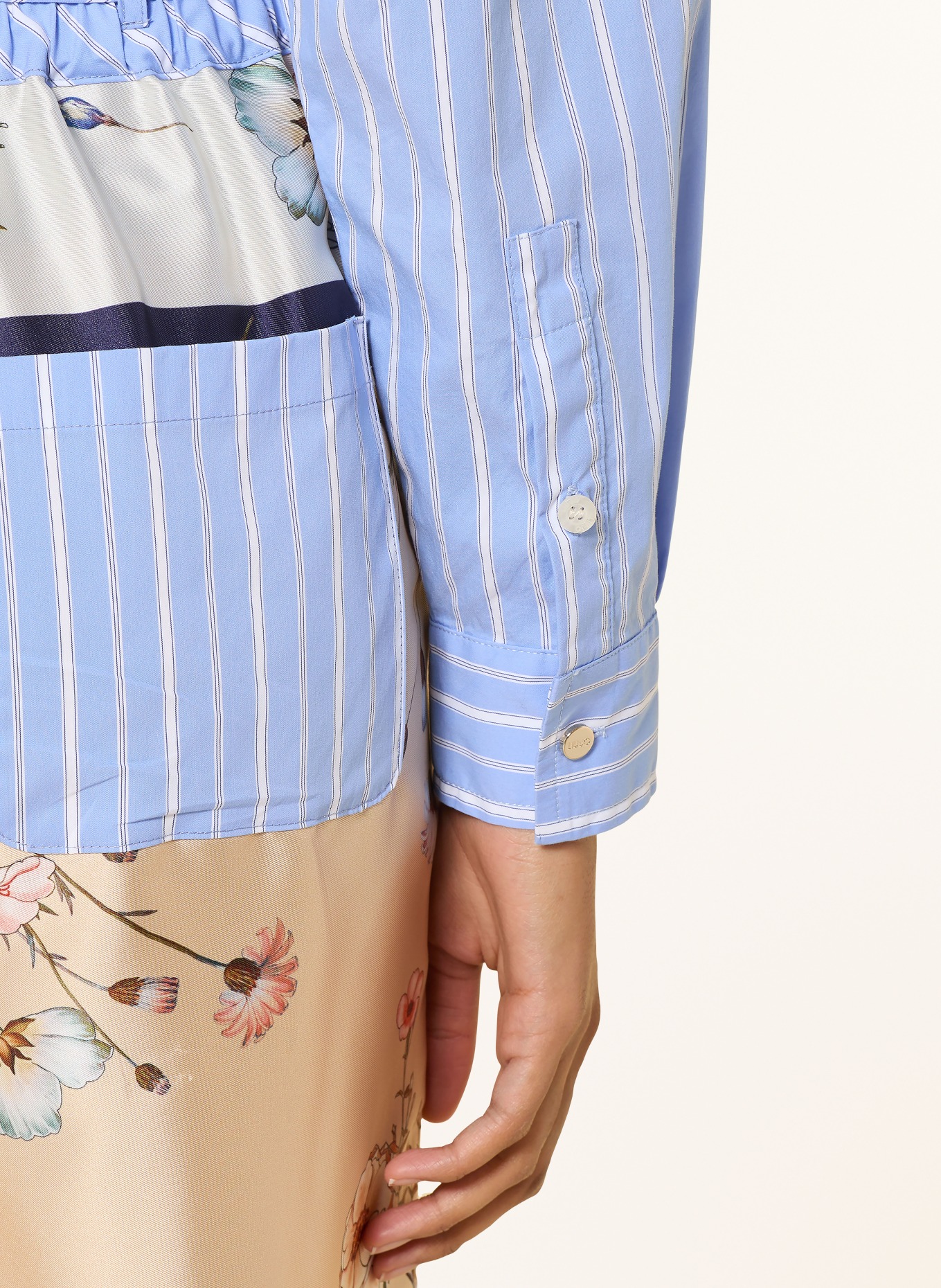 LIU JO Blůza z kombinace materiálů: TMAVĚ MODRÁ / KRÉMOVÁ / TMAVĚ ORANŽOVÁ