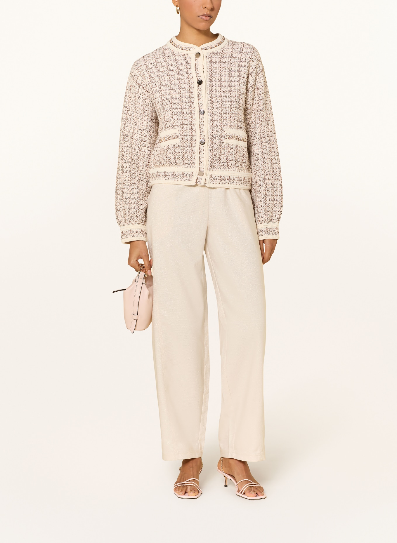 LIU JO Bouclé-Jacke: CREME / HELLBRAUN / HELLROSA