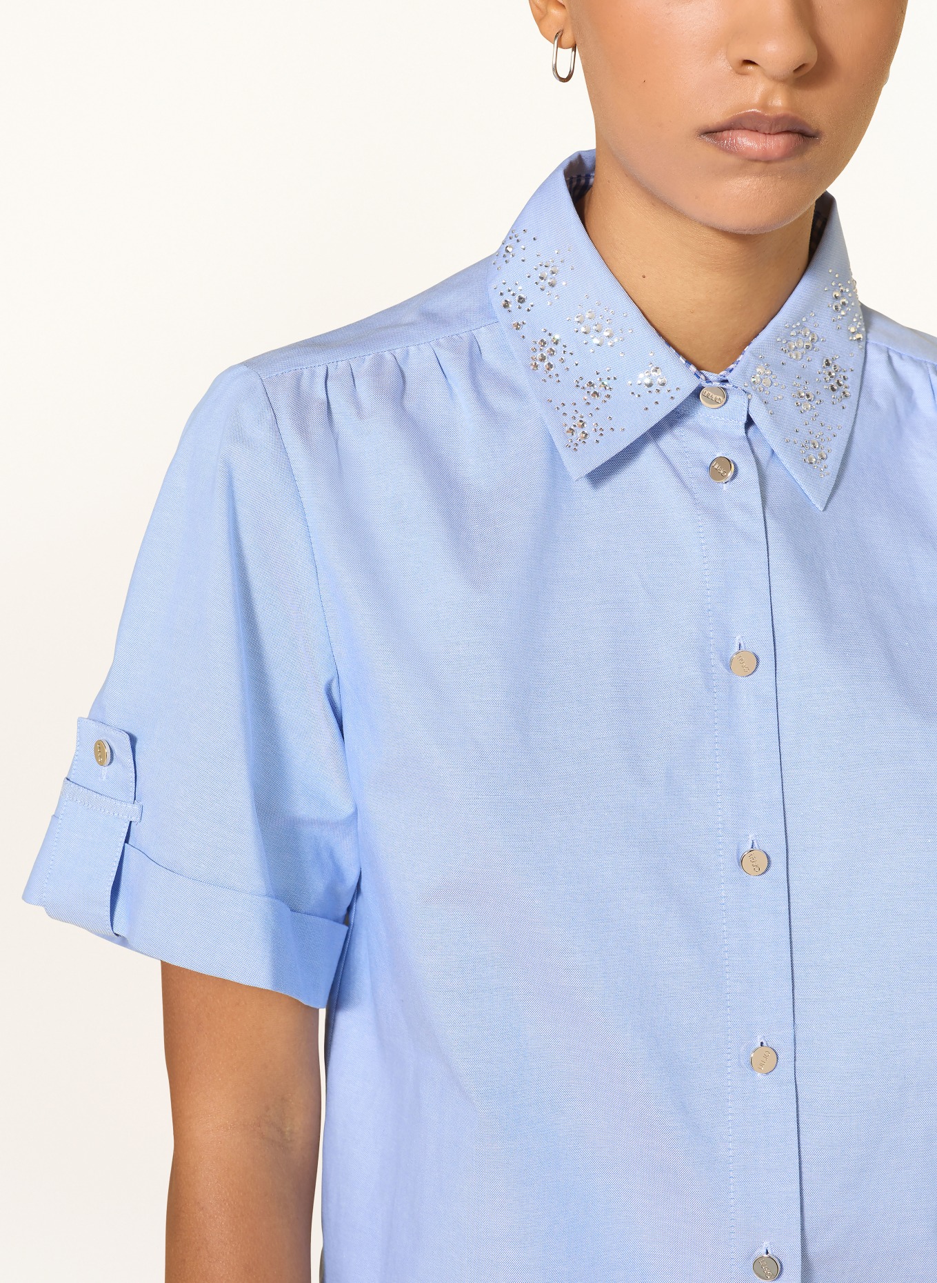 LIU JO Blouse with gemstones: LIGHT BLUE