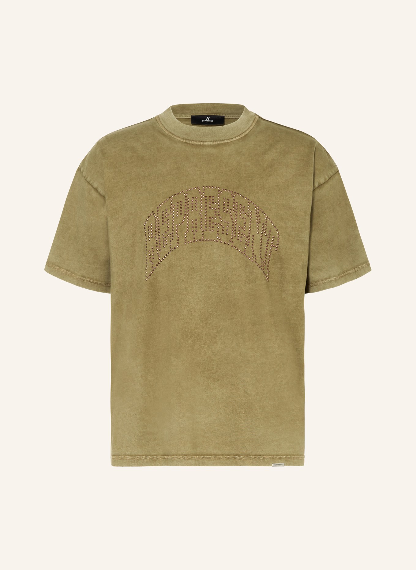 REPRESENT T-Shirt mit Nieten: KHAKI