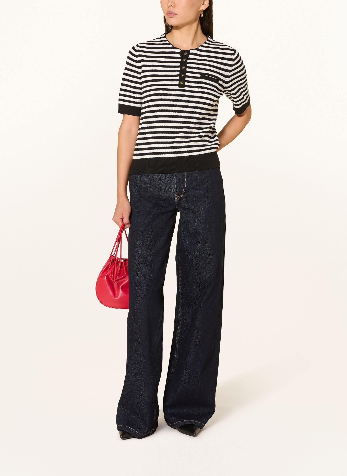 darling harbour knit shirt: black / offwhite