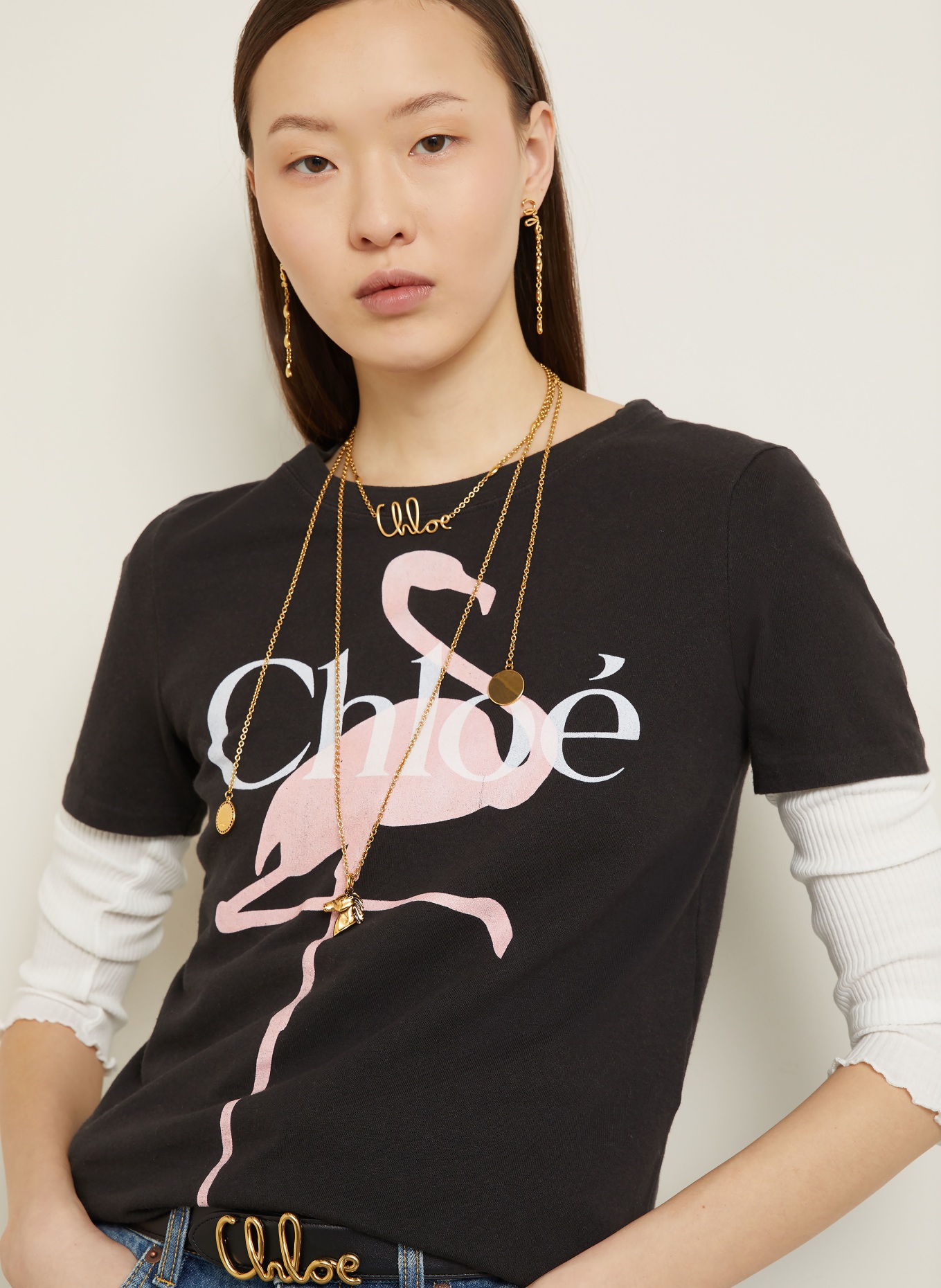 Chloé T-Shirt: SCHWARZ / ROSA