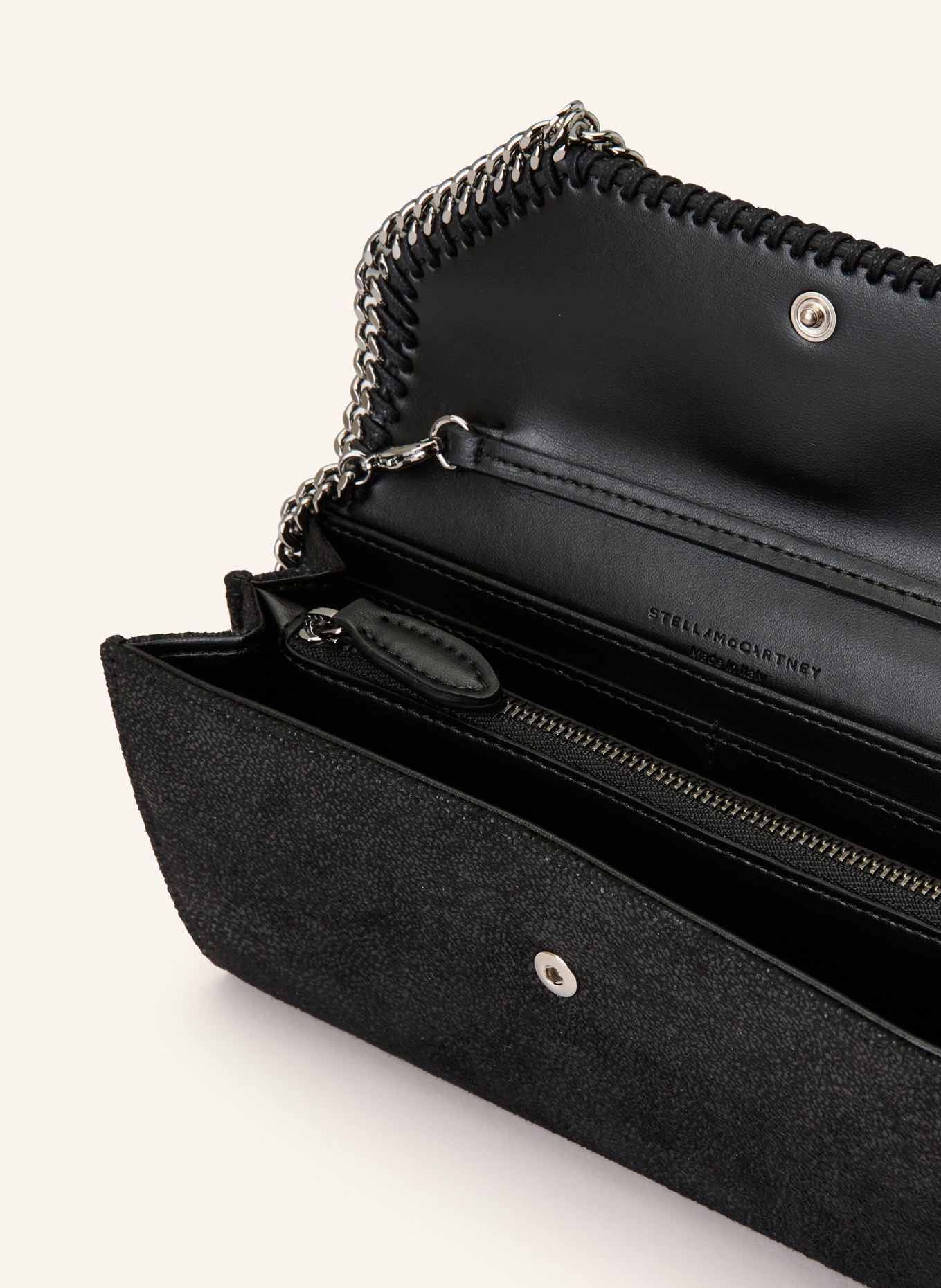 STELLA McCARTNEY Geldbörse FALABELLA zum Umhängen: SCHWARZ / SILBER