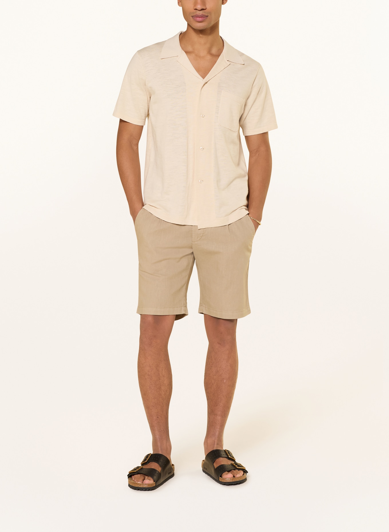 PAUL Chinoshorts Comfort Fit mit Leinen: BEIGE