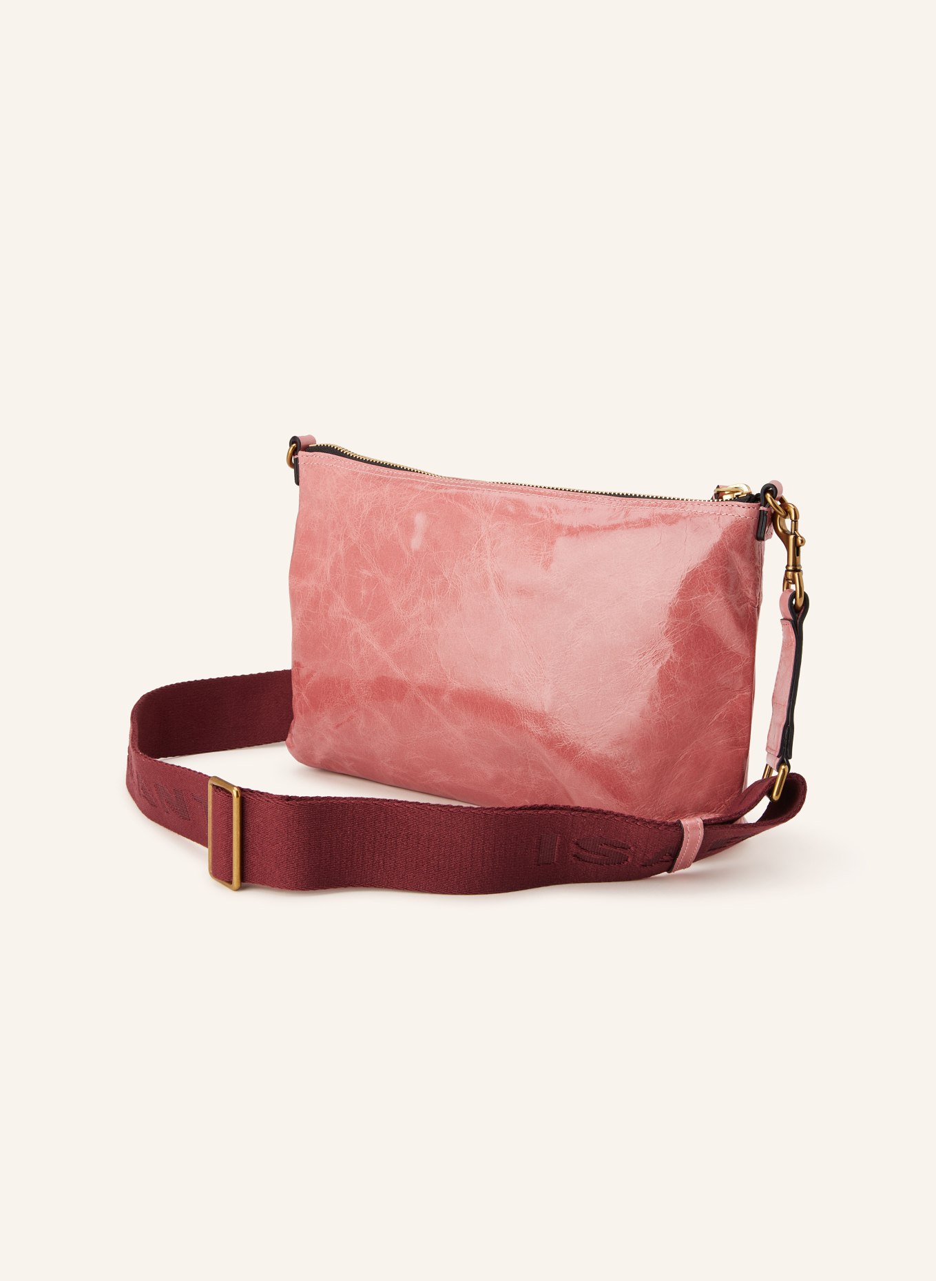 ISABEL MARANT Umhängetasche NESSAH: ALTROSA / GOLD / DUNKELROT