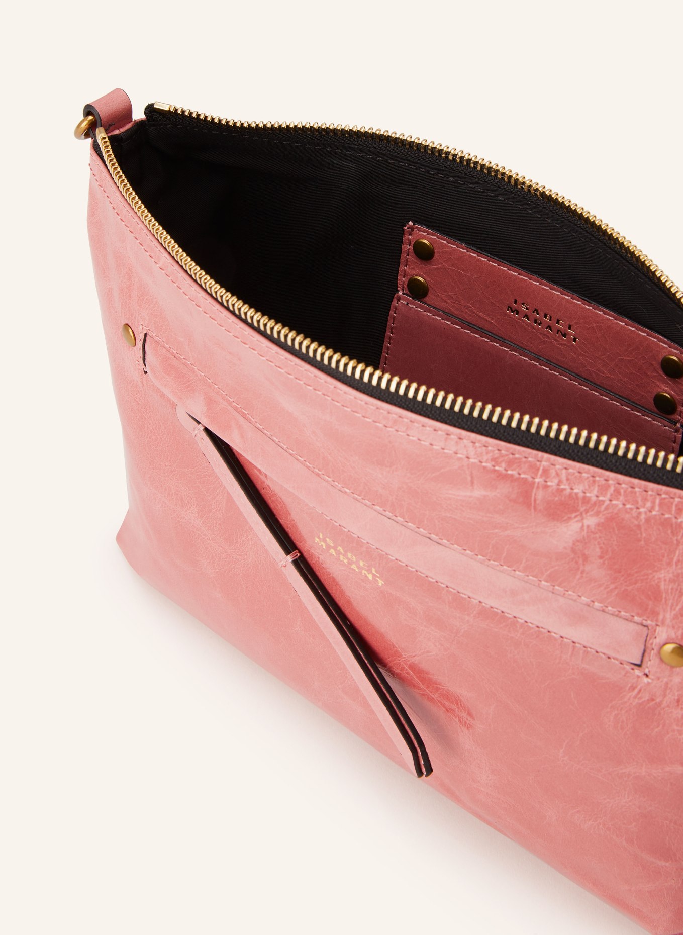 ISABEL MARANT Umhängetasche NESSAH: ALTROSA / GOLD / DUNKELROT