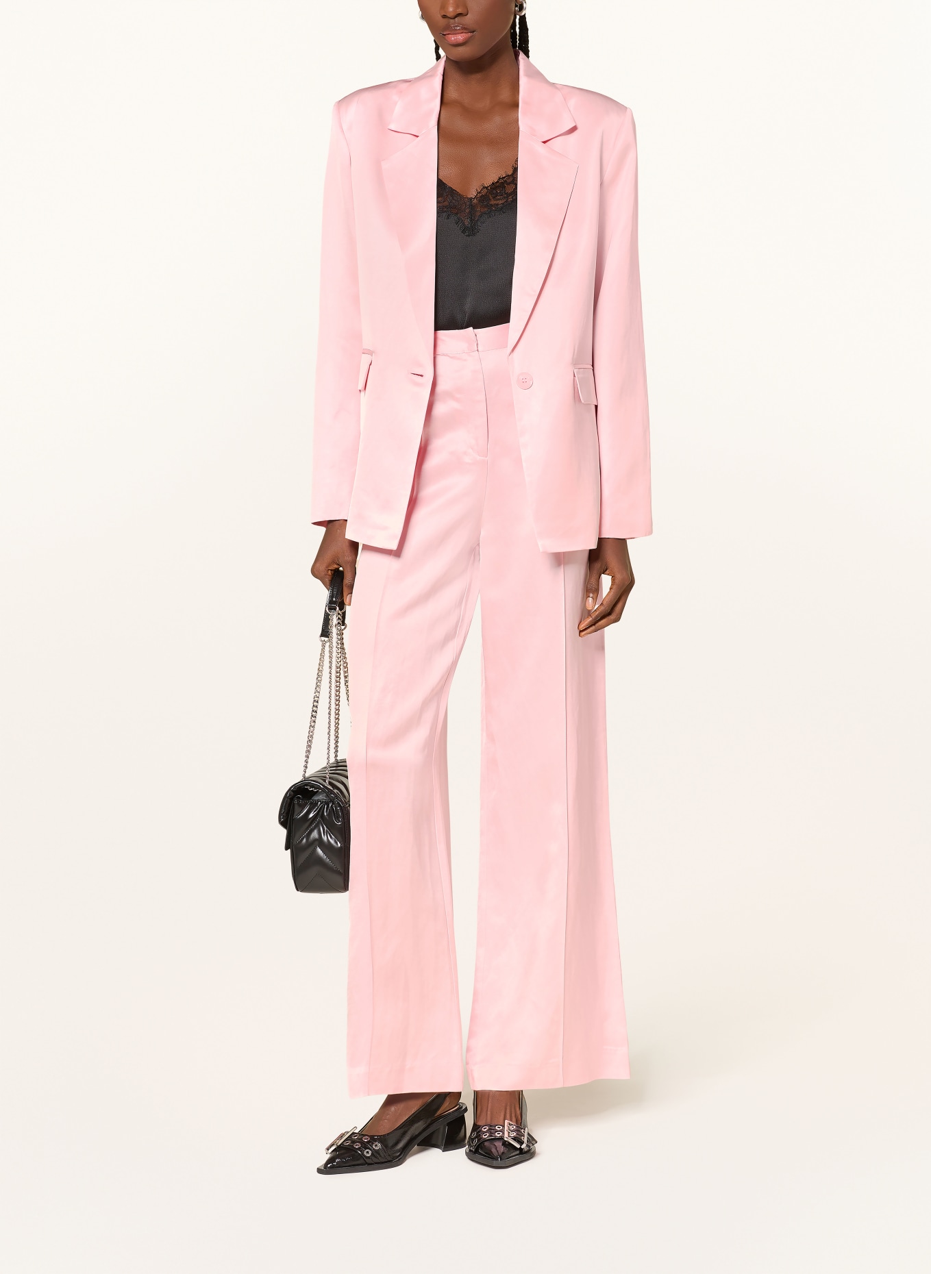 MRS & HUGS satin blazer: LIGHT PINK