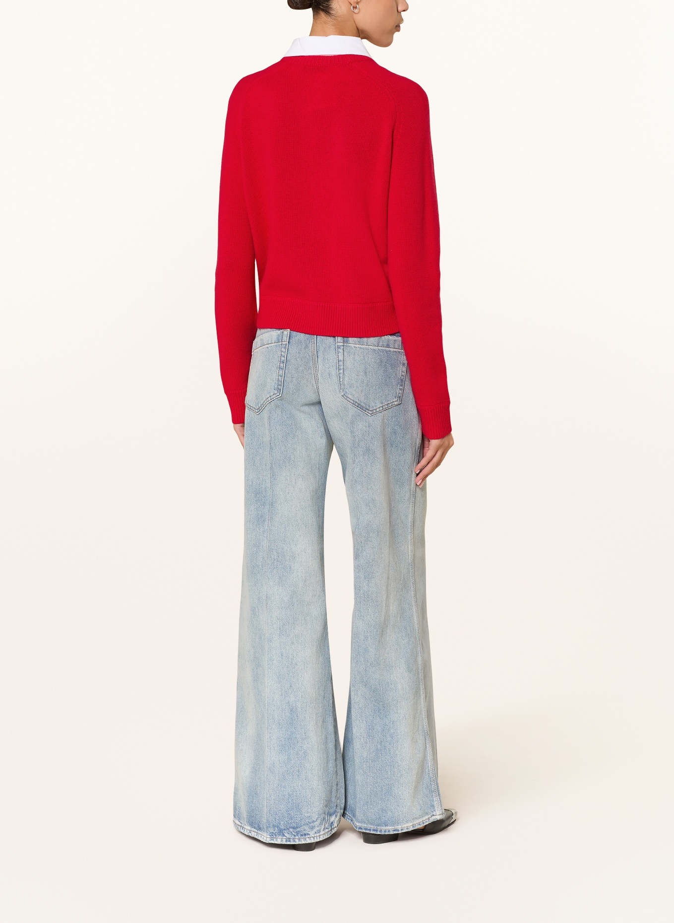 DOROTHEE SCHUMACHER Strickjacke ELEGANT STATEMENTS mit Cashmere und abnehmbarem Kragen: ROT / WEISS