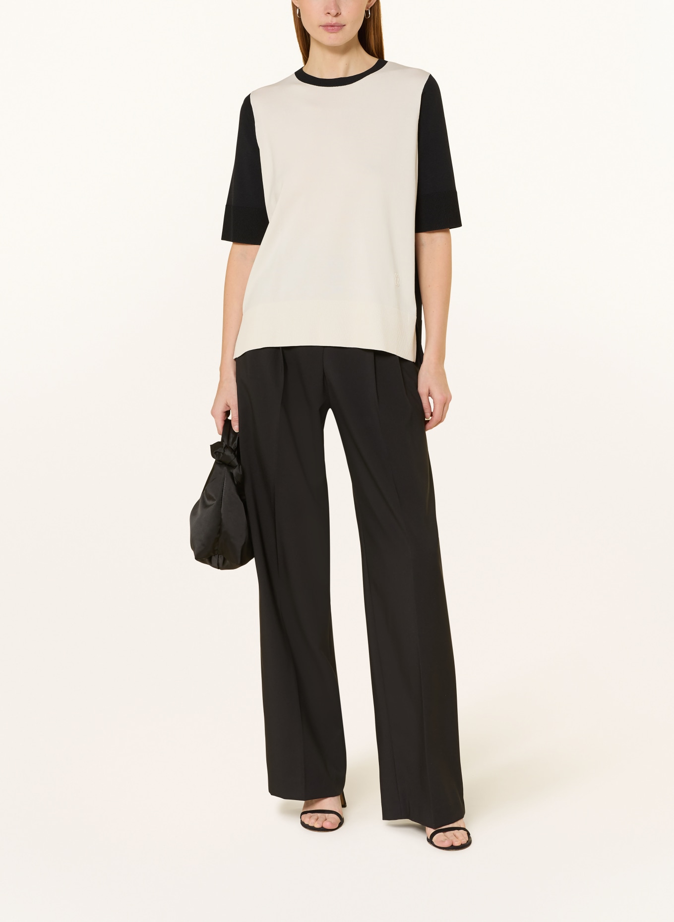 ELENA MIRO Strickshirt: CREME / SCHWARZ