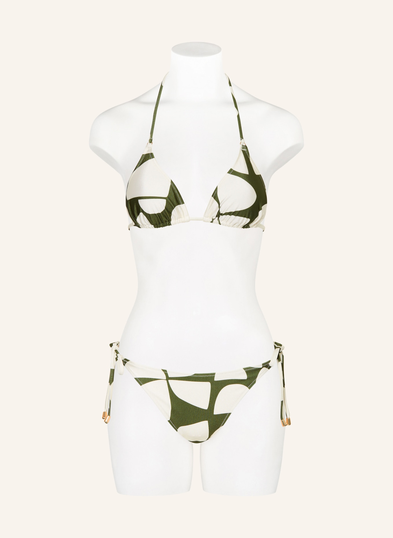 MRS & HUGS Trójkątny stanik bikini: OLIWKOWY / BIAŁY