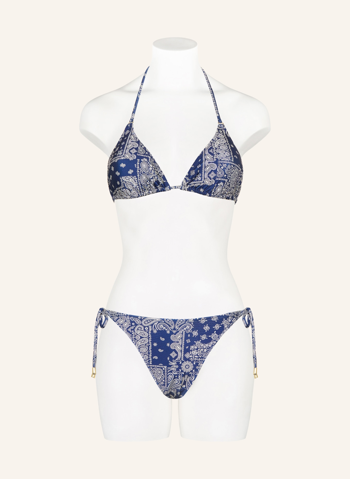 MRS & HUGS Triangle bikini top: DARK BLUE / CREAM