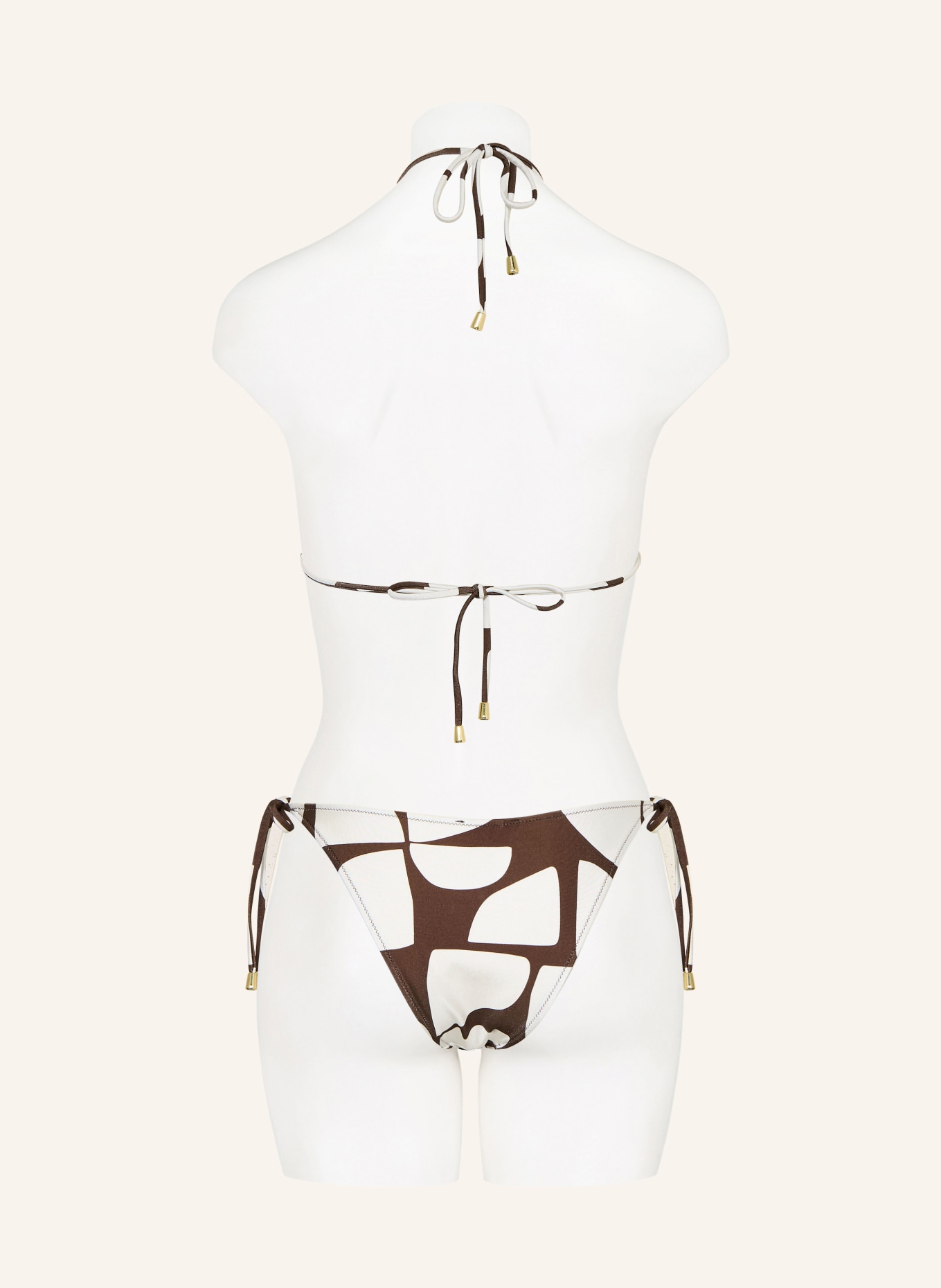 MRS & HUGS Triangel-Bikini-Hose: DUNKELBRAUN / WEISS