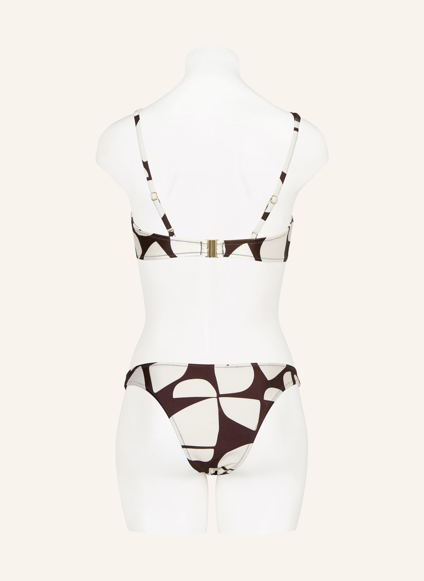 MRS & HUGS High-Waist-Bikini-Hose: DUNKELBRAUN / WEISS