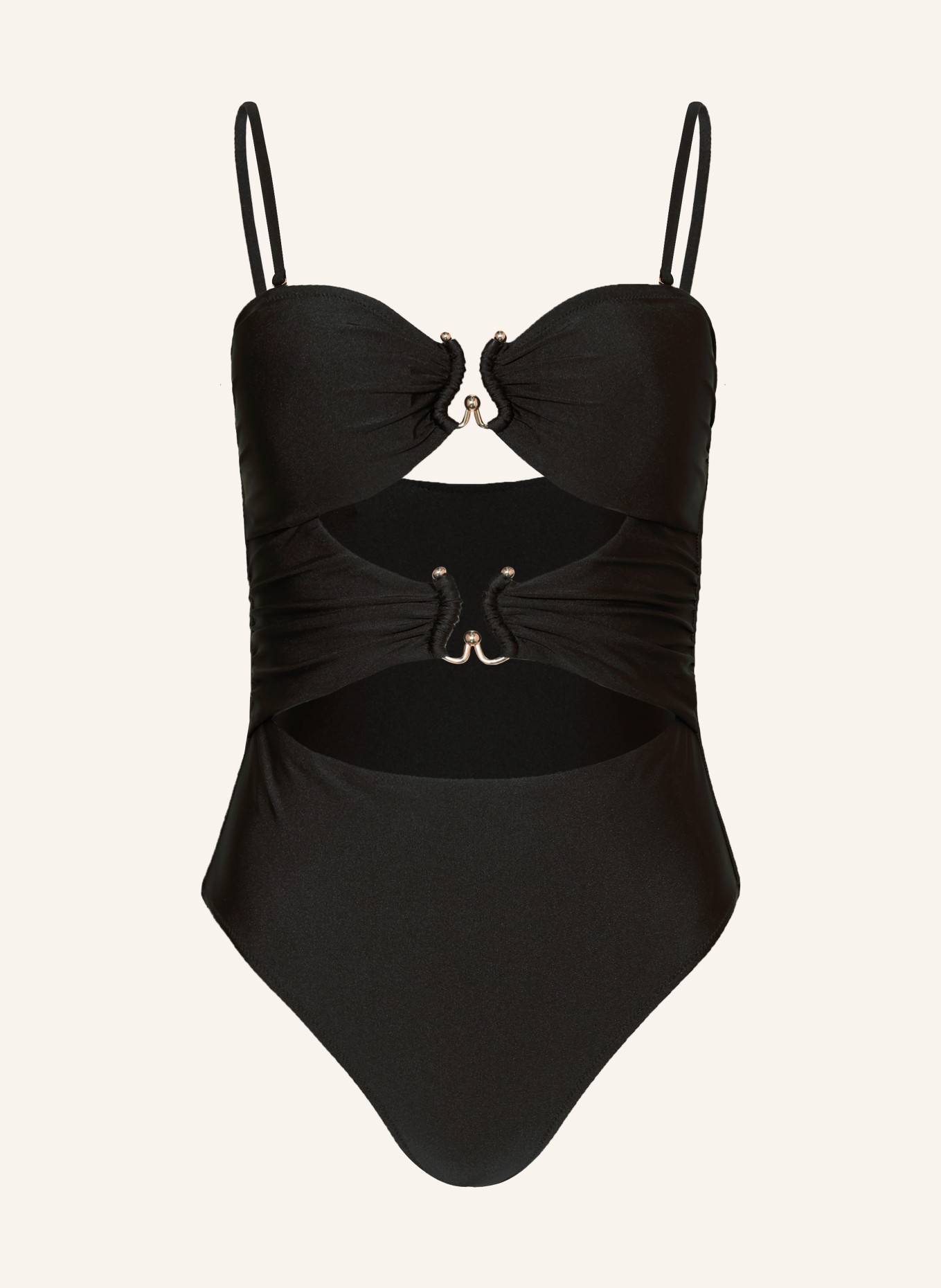 MRS & HUGS Strój kąpielowy bandeau z wycięciami: CZARNY