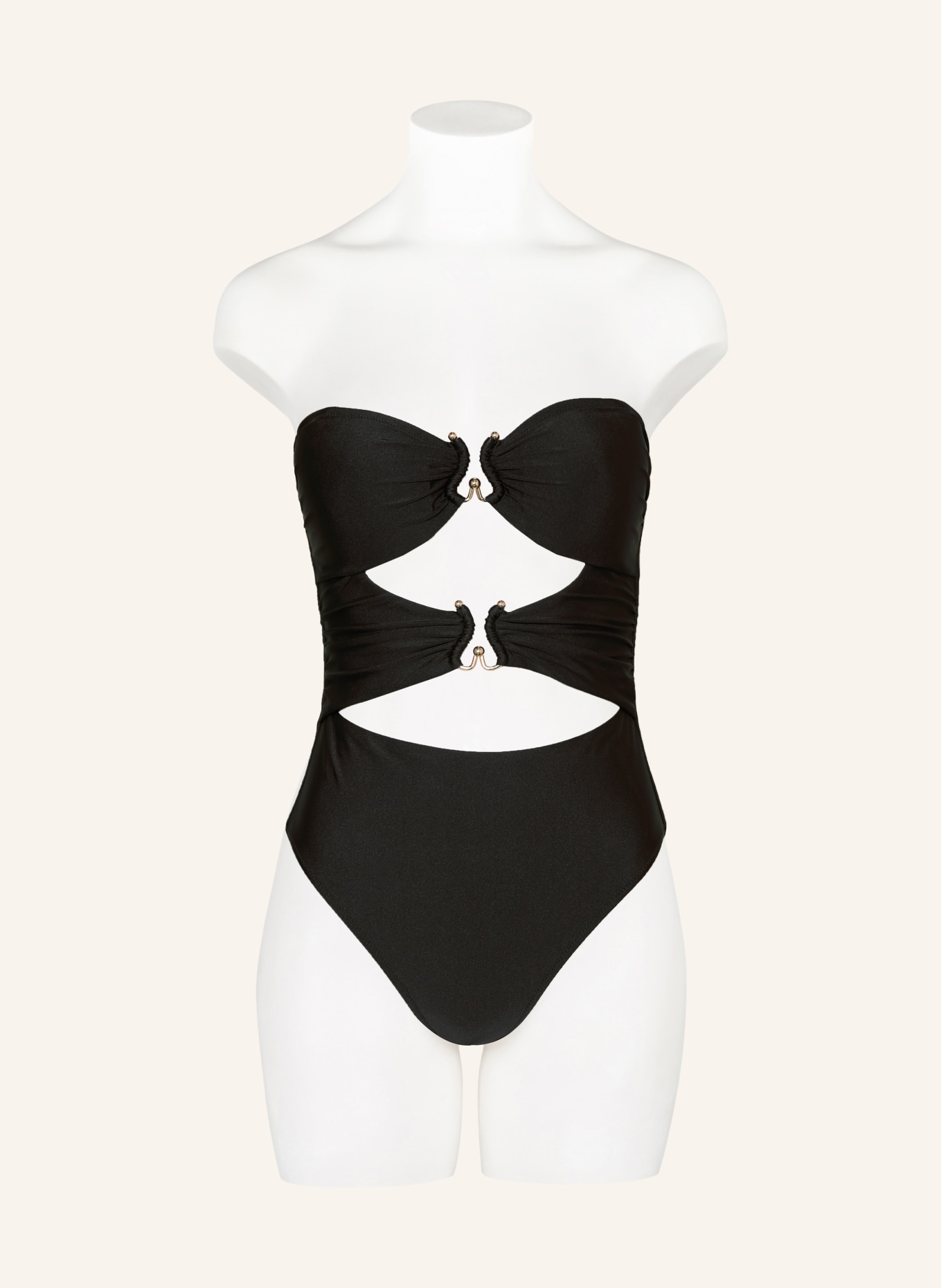 MRS & HUGS Strój kąpielowy bandeau z wycięciami: CZARNY