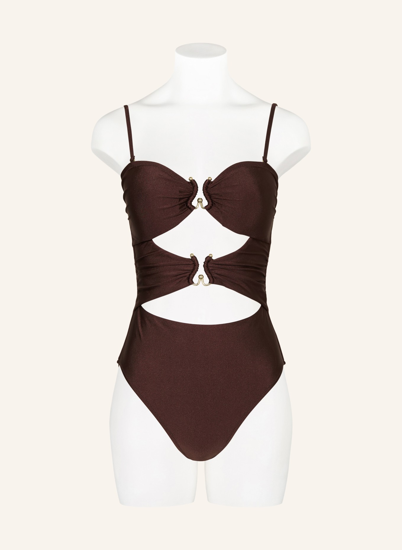 MRS & HUGS Strój kąpielowy bandeau z wycięciami: CIEMNOBRĄZOWY