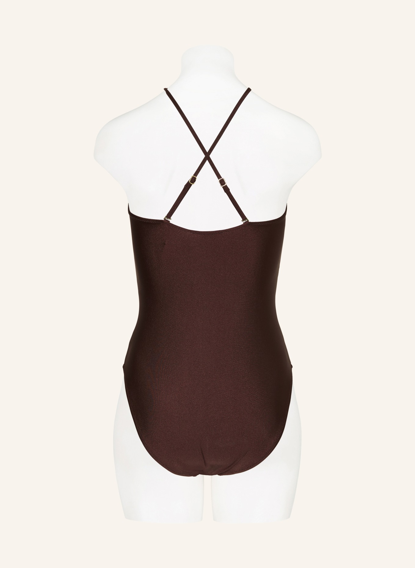 MRS & HUGS Strój kąpielowy bandeau z wycięciami: CIEMNOBRĄZOWY