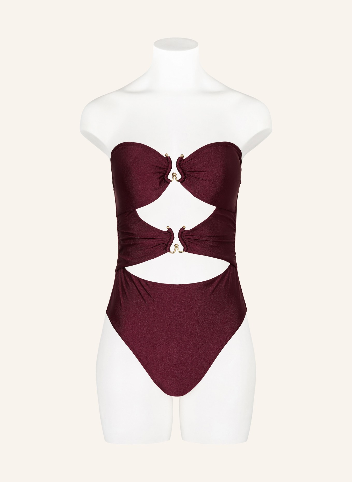 MRS & HUGS Strój kąpielowy bandeau z wycięciami: CIEMNOCZERWONY