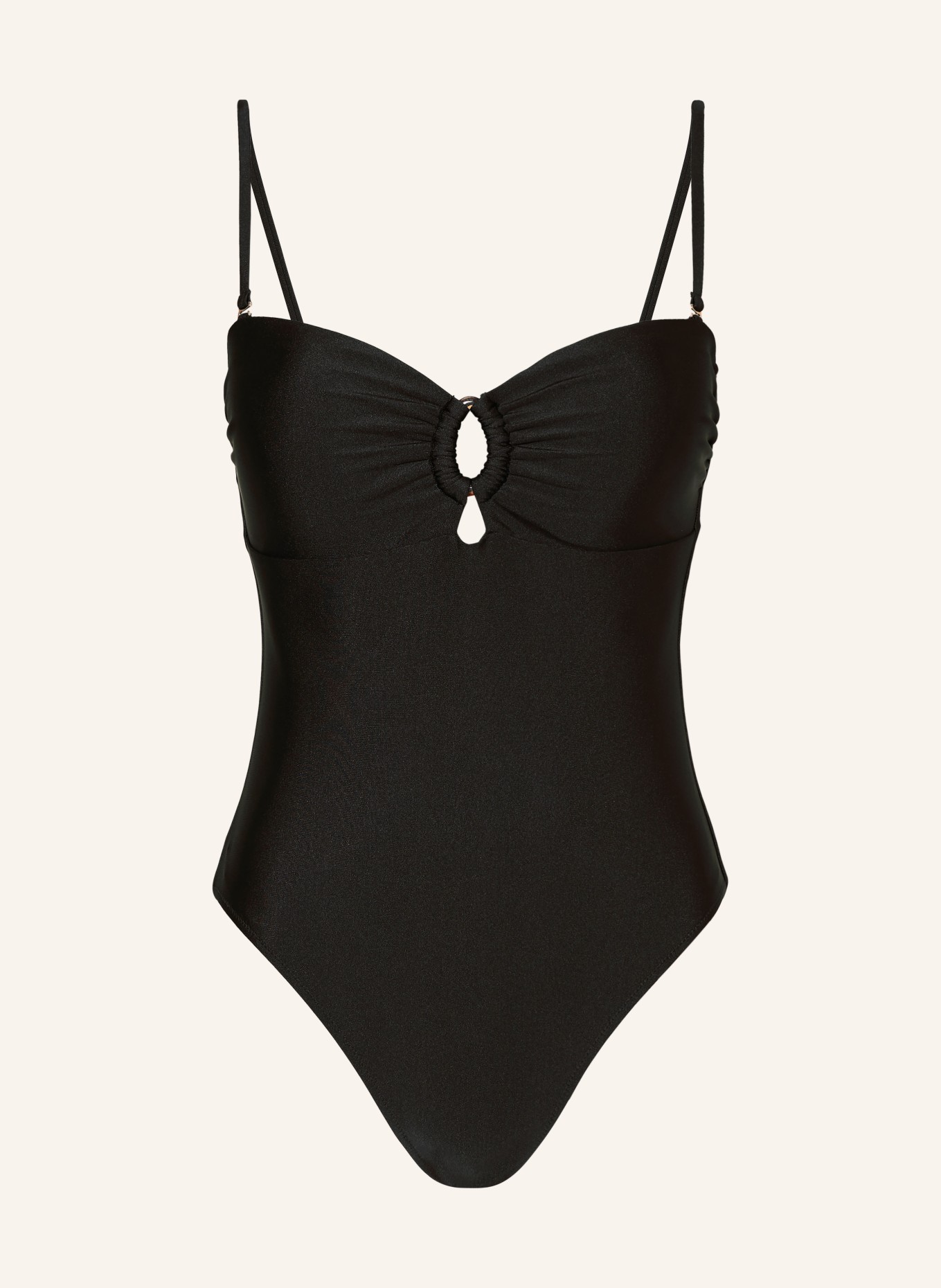 MRS & HUGS Bandeau-Badeanzug mit Cut-outs: SCHWARZ