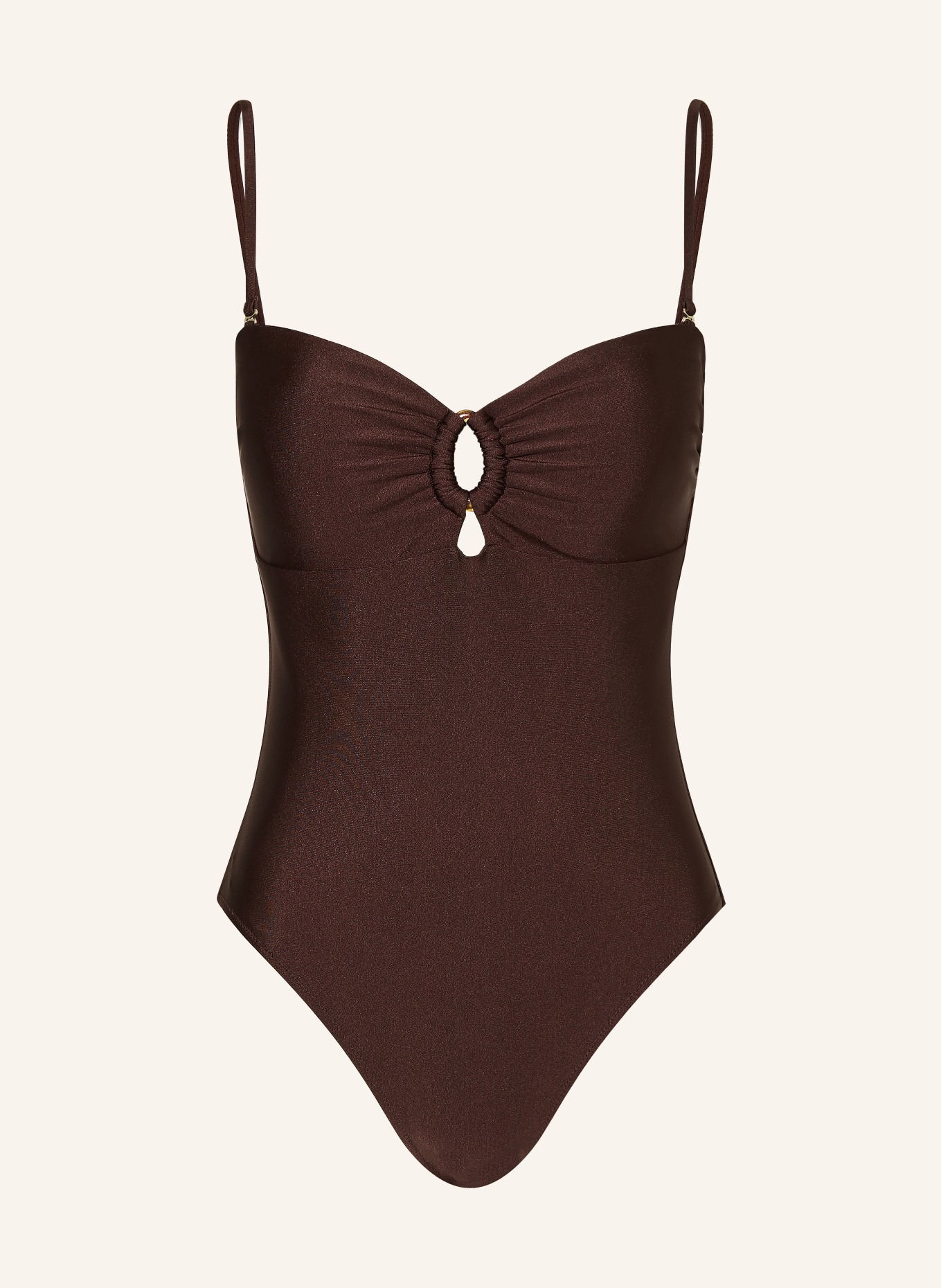 MRS & HUGS Bandeau-Badeanzug mit Cut-outs: DUNKELBRAUN