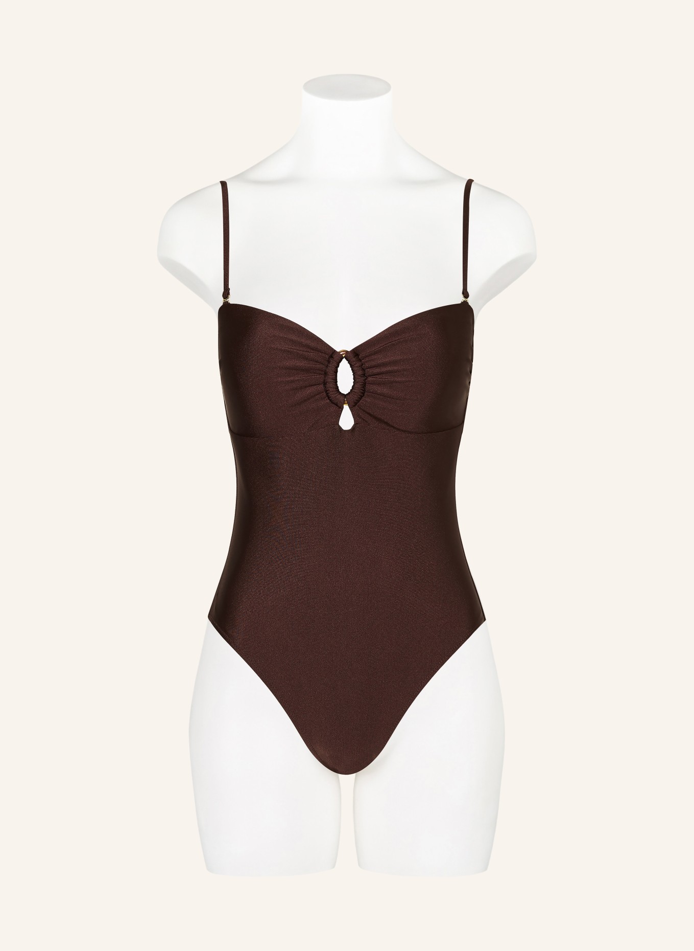 MRS & HUGS Bandeau-Badeanzug mit Cut-outs: DUNKELBRAUN