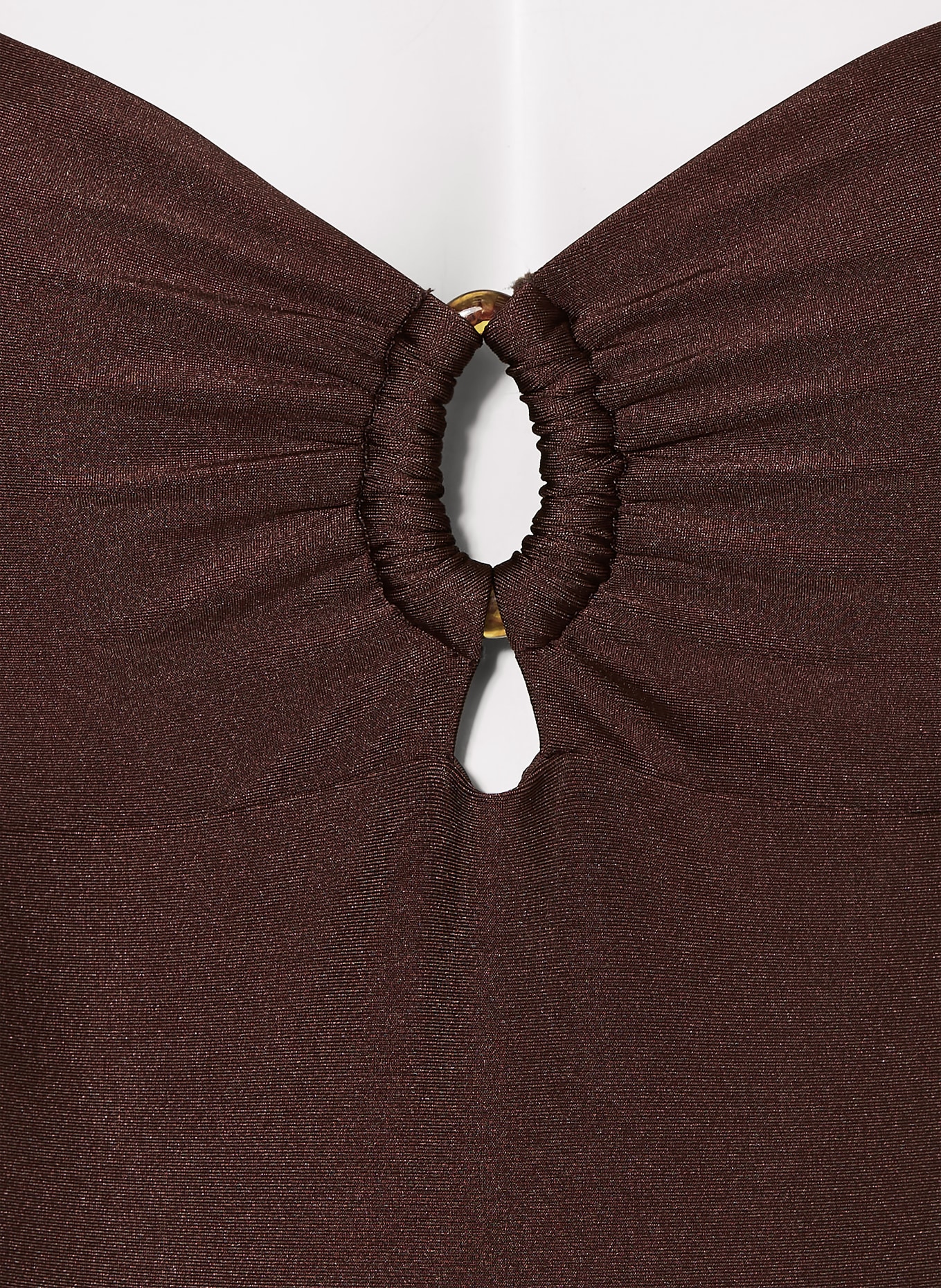 MRS & HUGS Bandeau-Badeanzug mit Cut-outs: DUNKELBRAUN