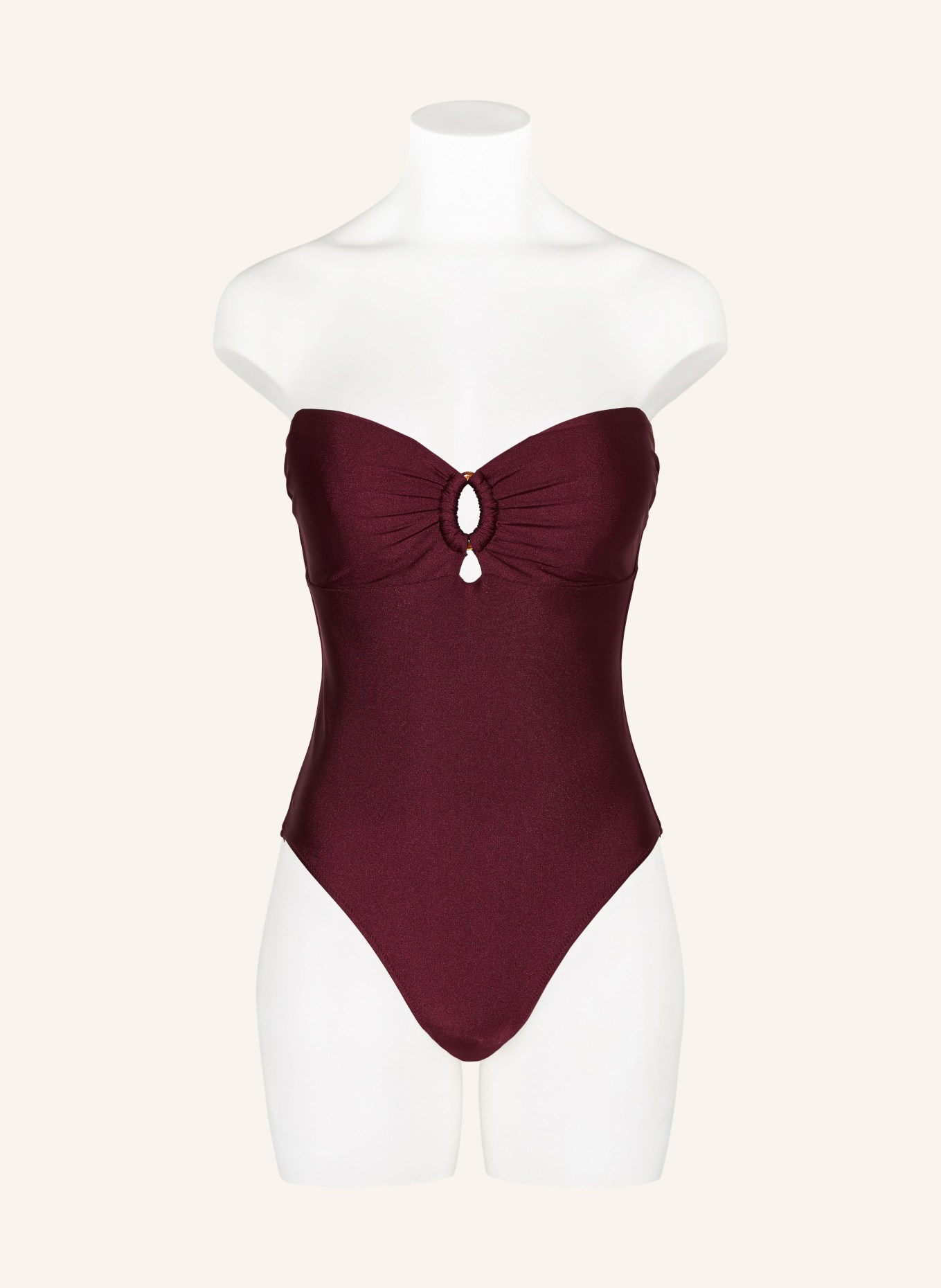 MRS & HUGS Bandeau-Badeanzug mit Cut-outs: DUNKELROT