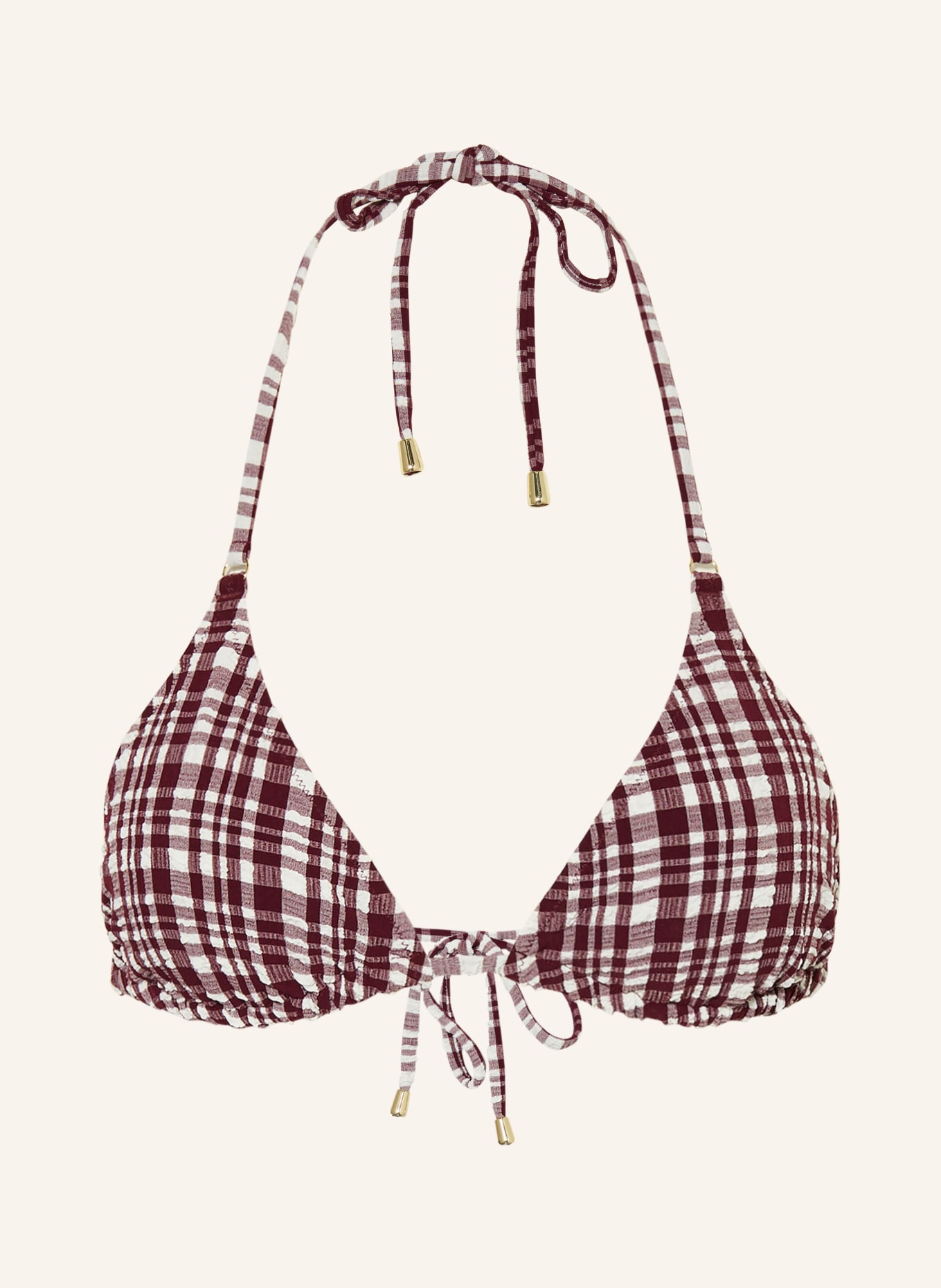 MRS & HUGS Trójkątny stanik bikini: CIEMNOCZERWONY / BIAŁY