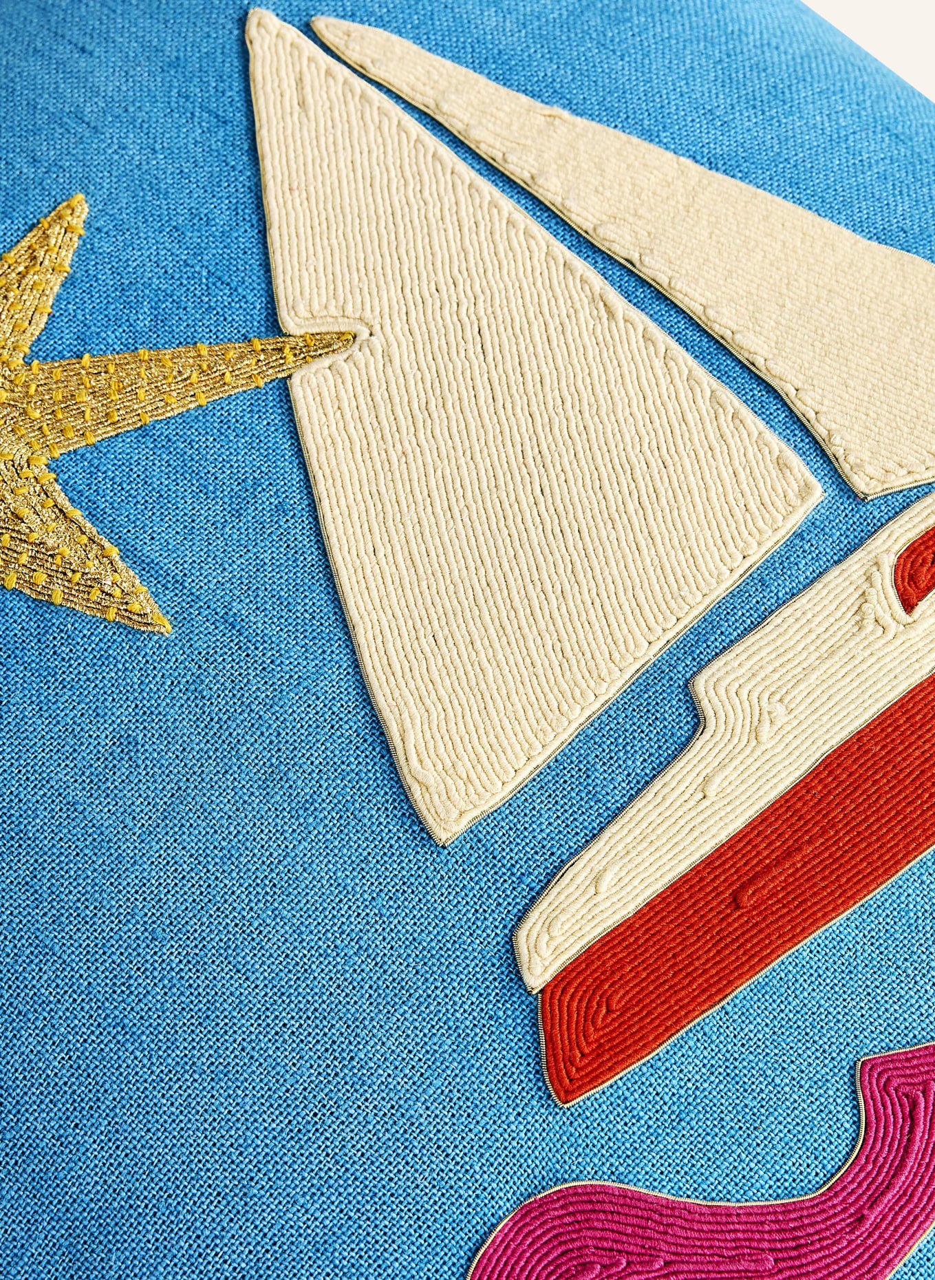 JONATHAN ADLER Dekokissen PLAYA: HELLBLAU / CREME / GOLD