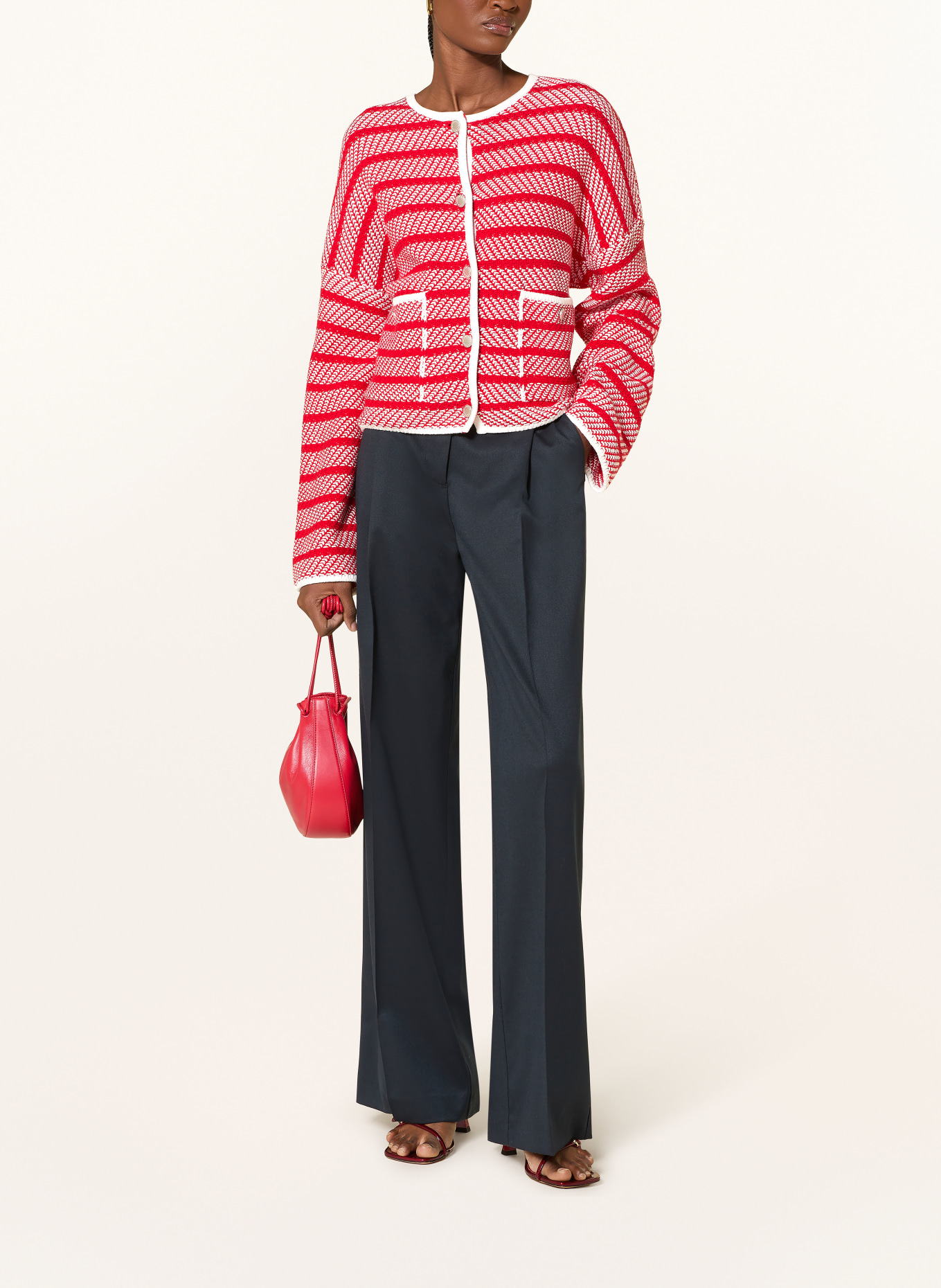 Barbour Strickjacke POLLY: ROT / WEISS