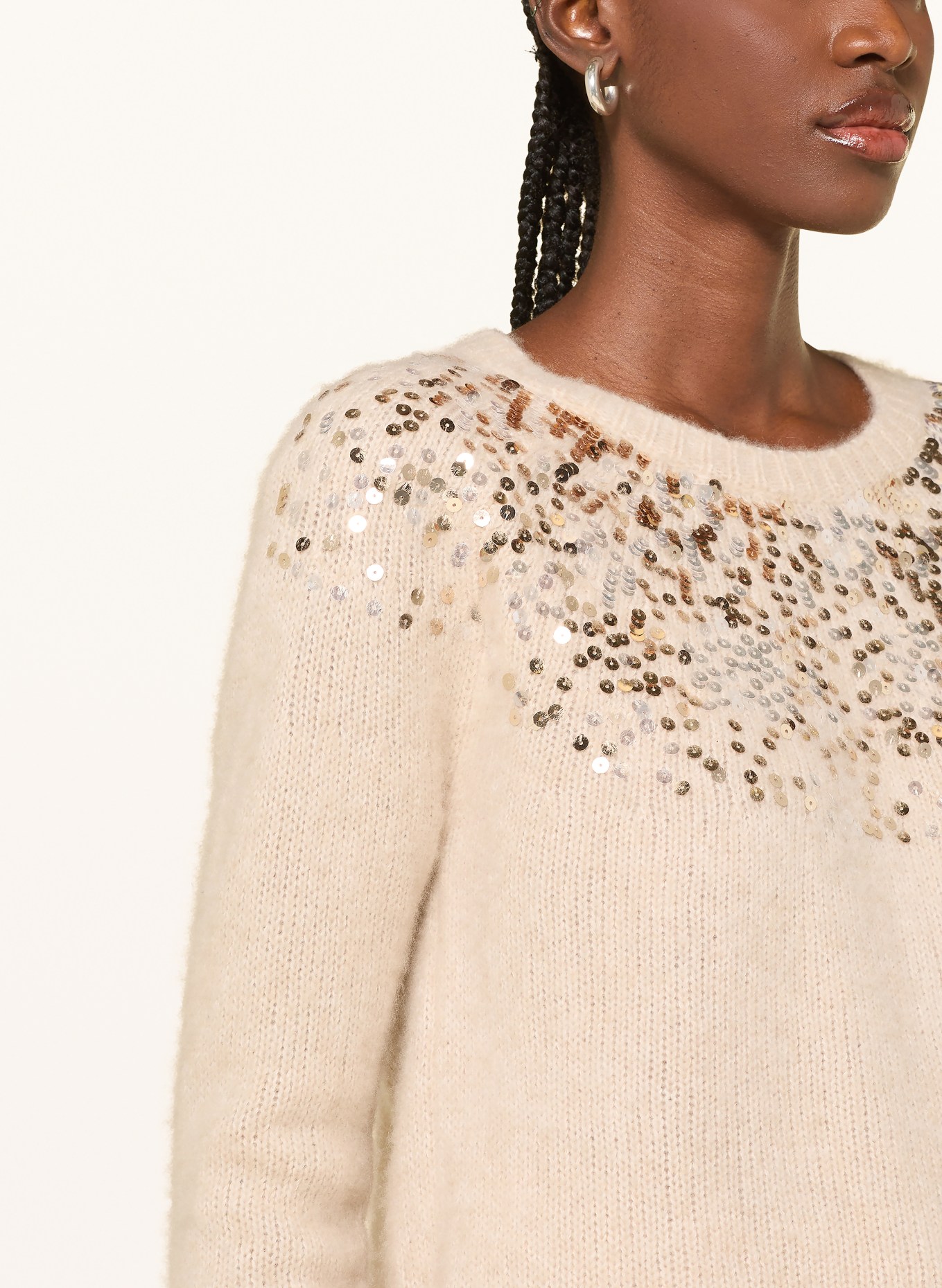 HEMISPHERE Pullover mit Cashmere und Pailletten: BEIGE