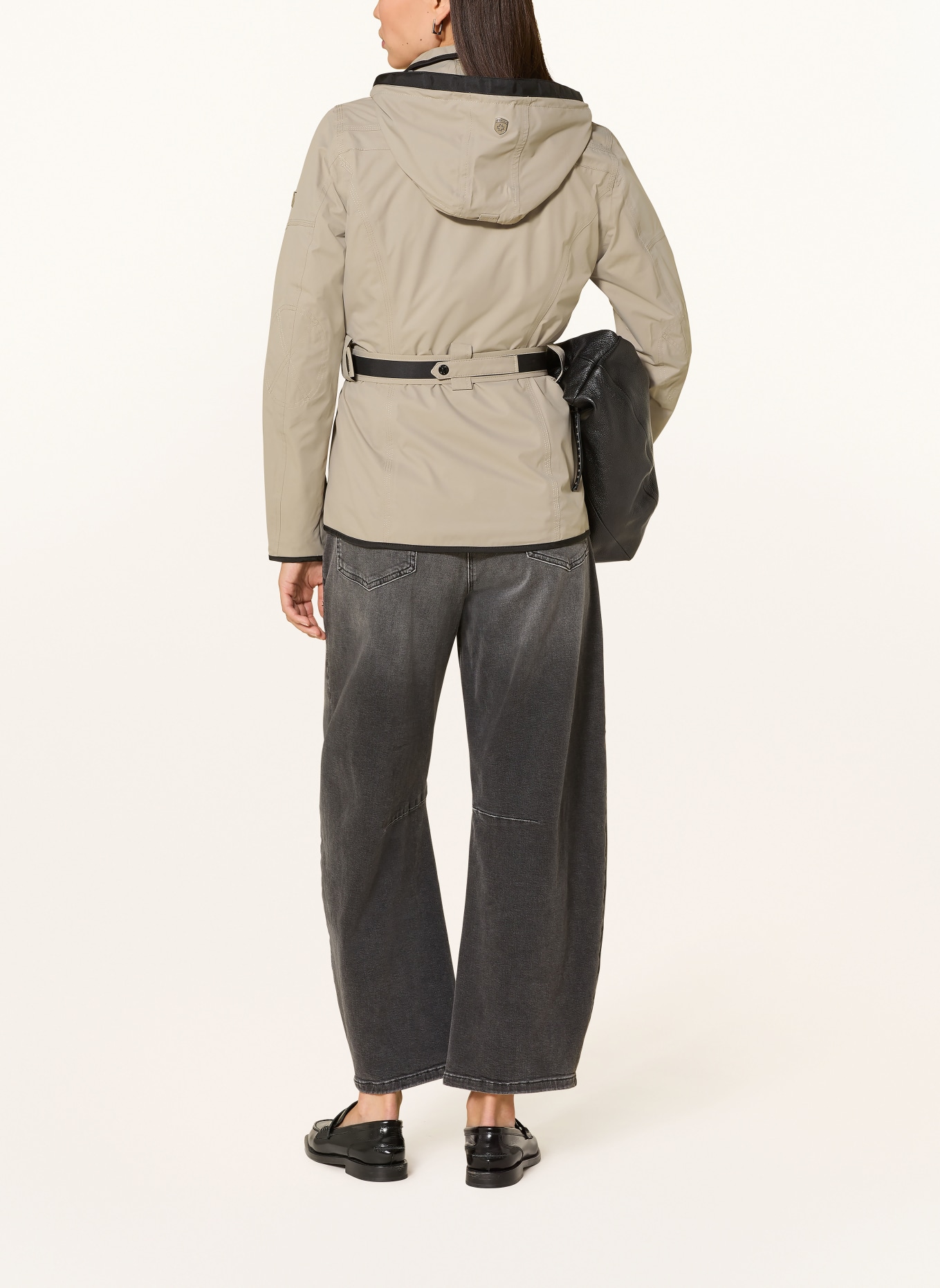 WELLENSTEYN Field jacket with detachable hood: GRAY / BLACK