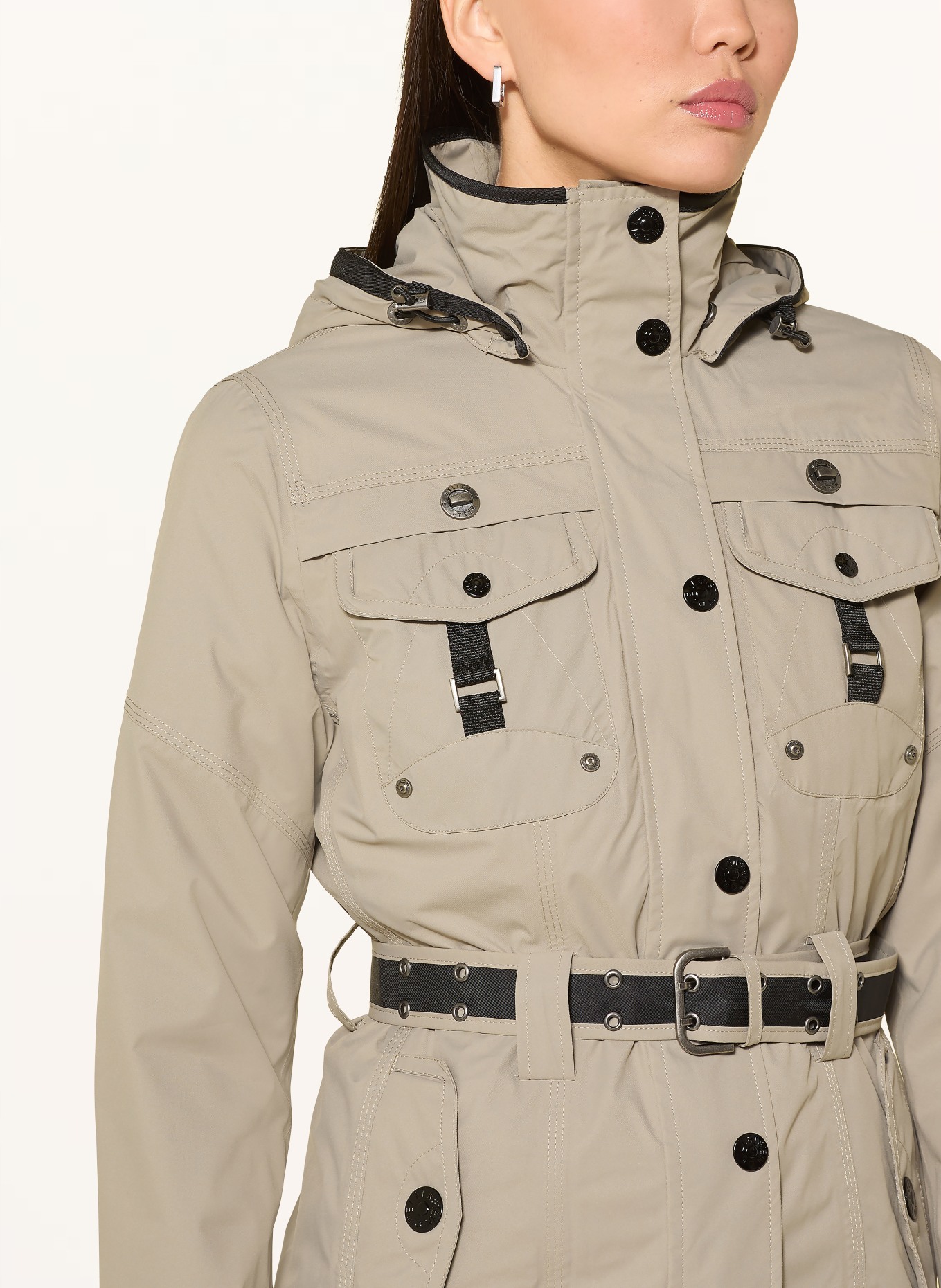 WELLENSTEYN Field jacket with detachable hood: GRAY / BLACK