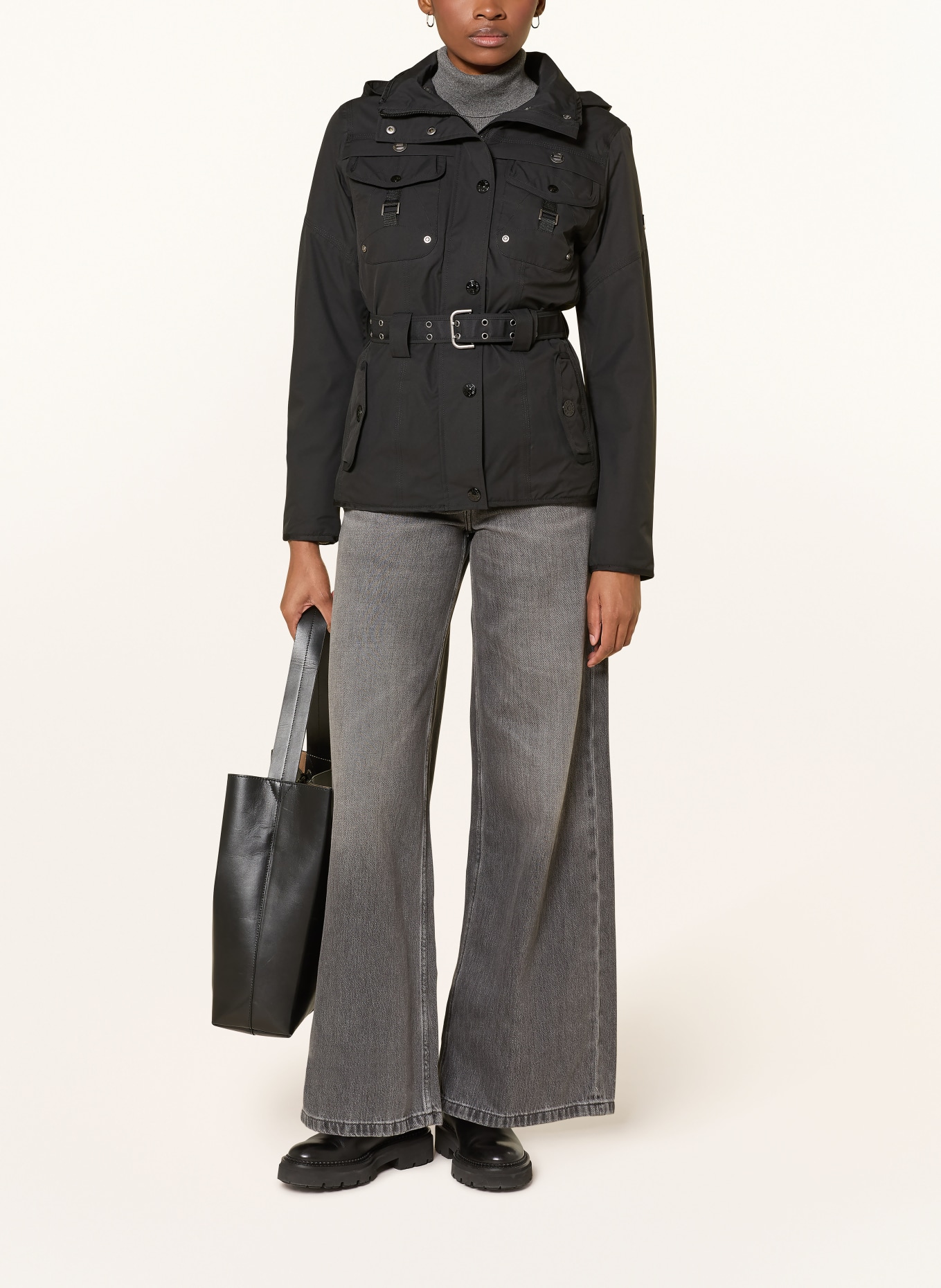 WELLENSTEYN Field jacket with detachable hood: BLACK