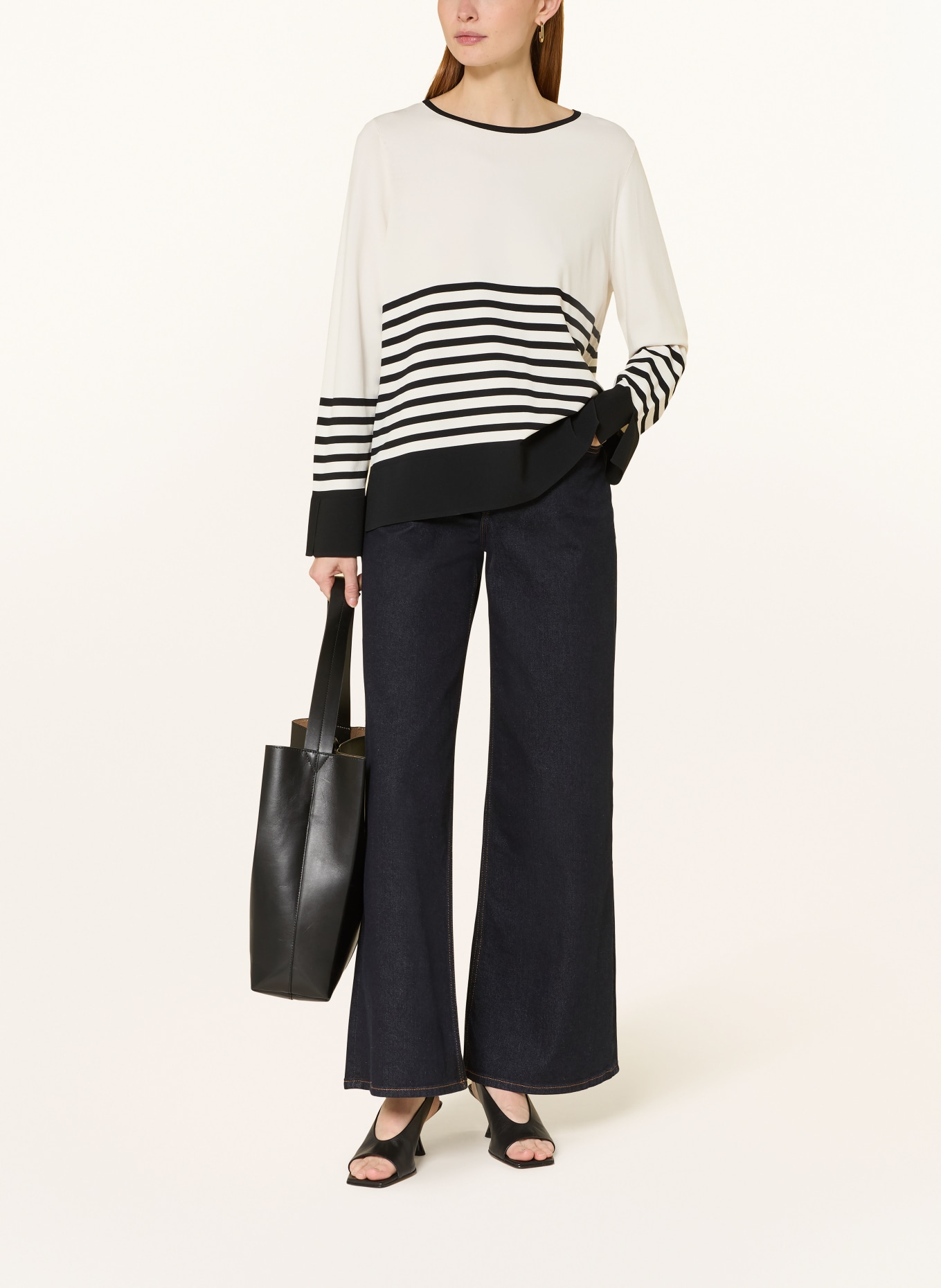 ELENA MIRO Pullover: CREME / SCHWARZ