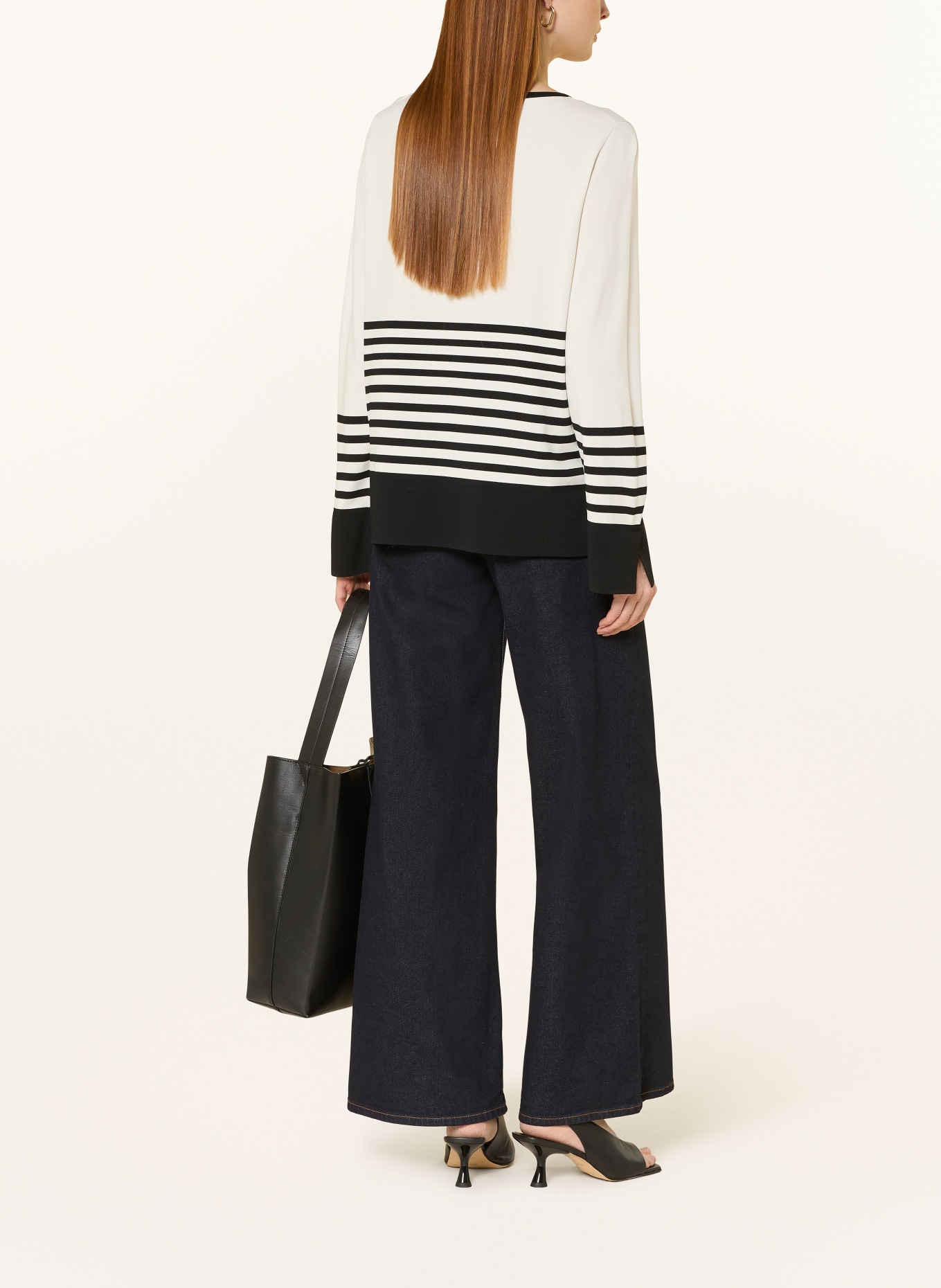 ELENA MIRO Pullover: CREME / SCHWARZ