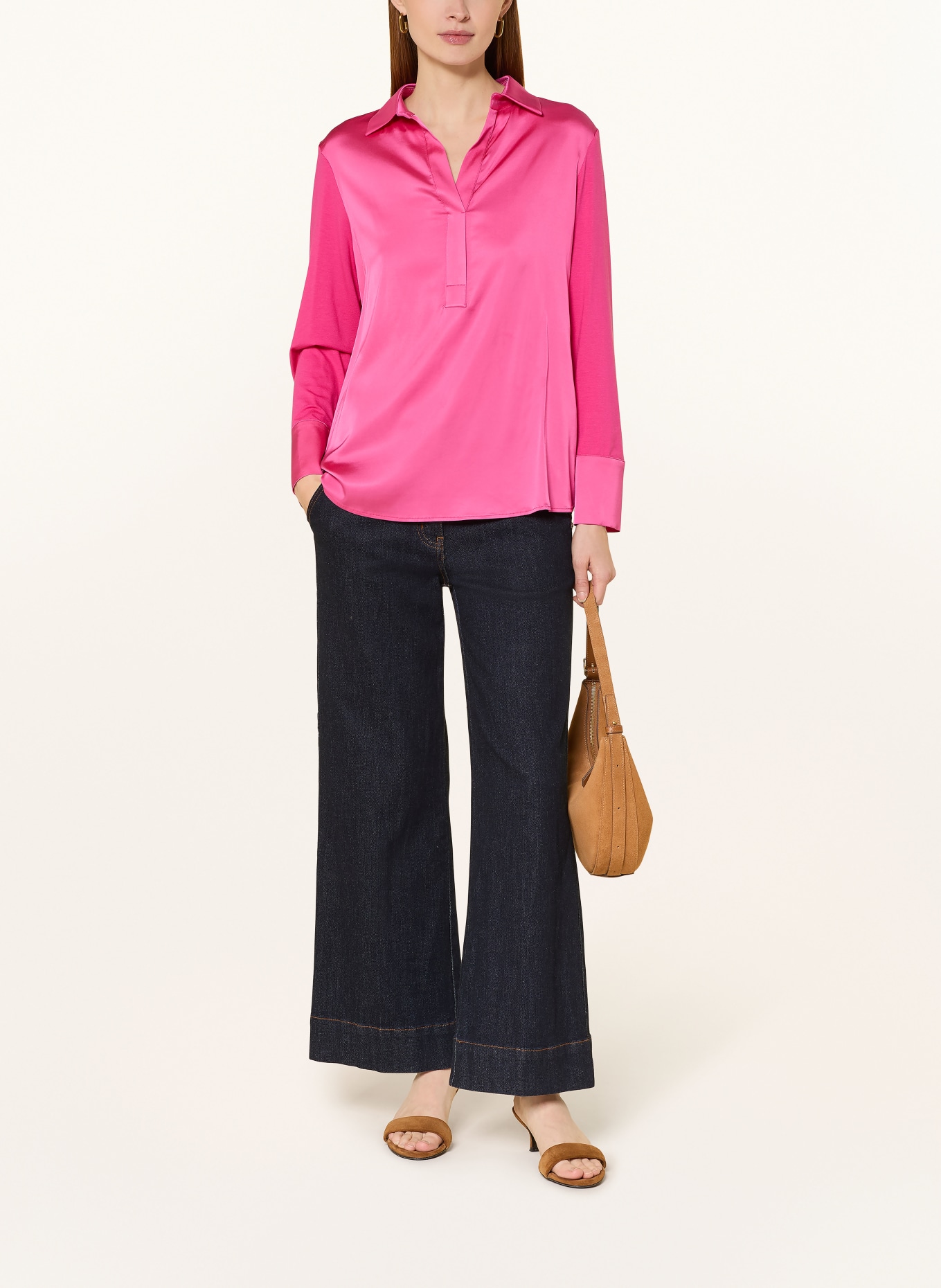 ELENA MIRO Blouse shirt in a mix of materials: FUCHSIA