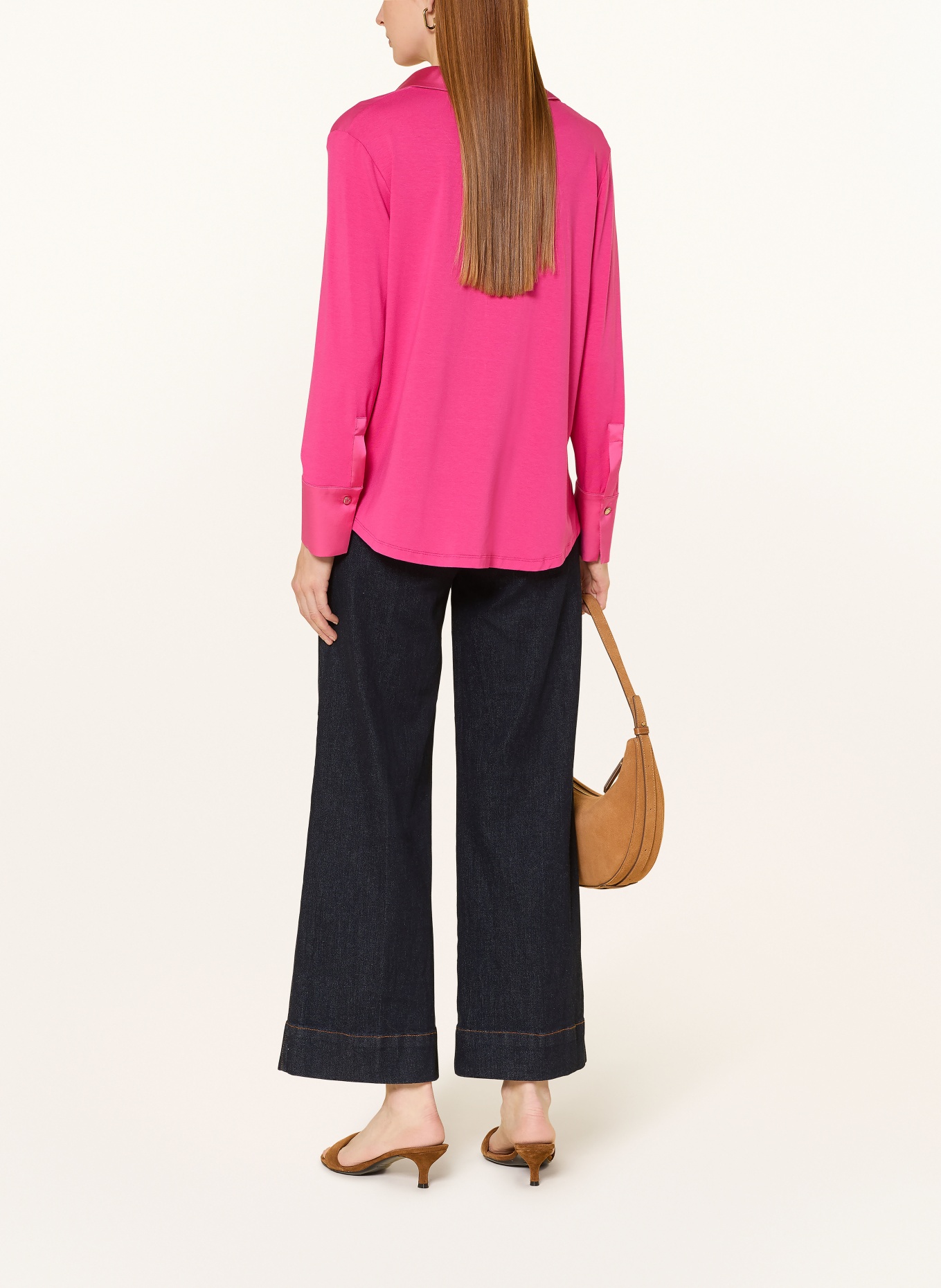 ELENA MIRO Blouse shirt in a mix of materials: FUCHSIA