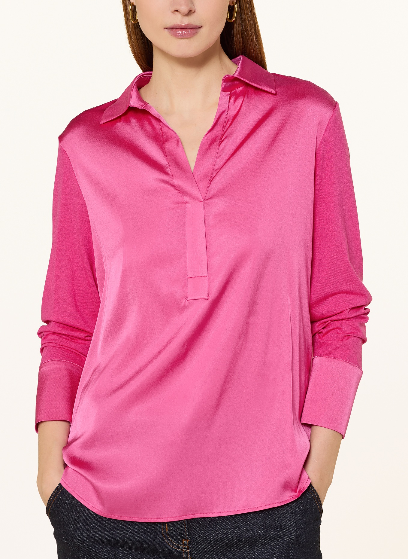 ELENA MIRO Blouse shirt in a mix of materials: FUCHSIA
