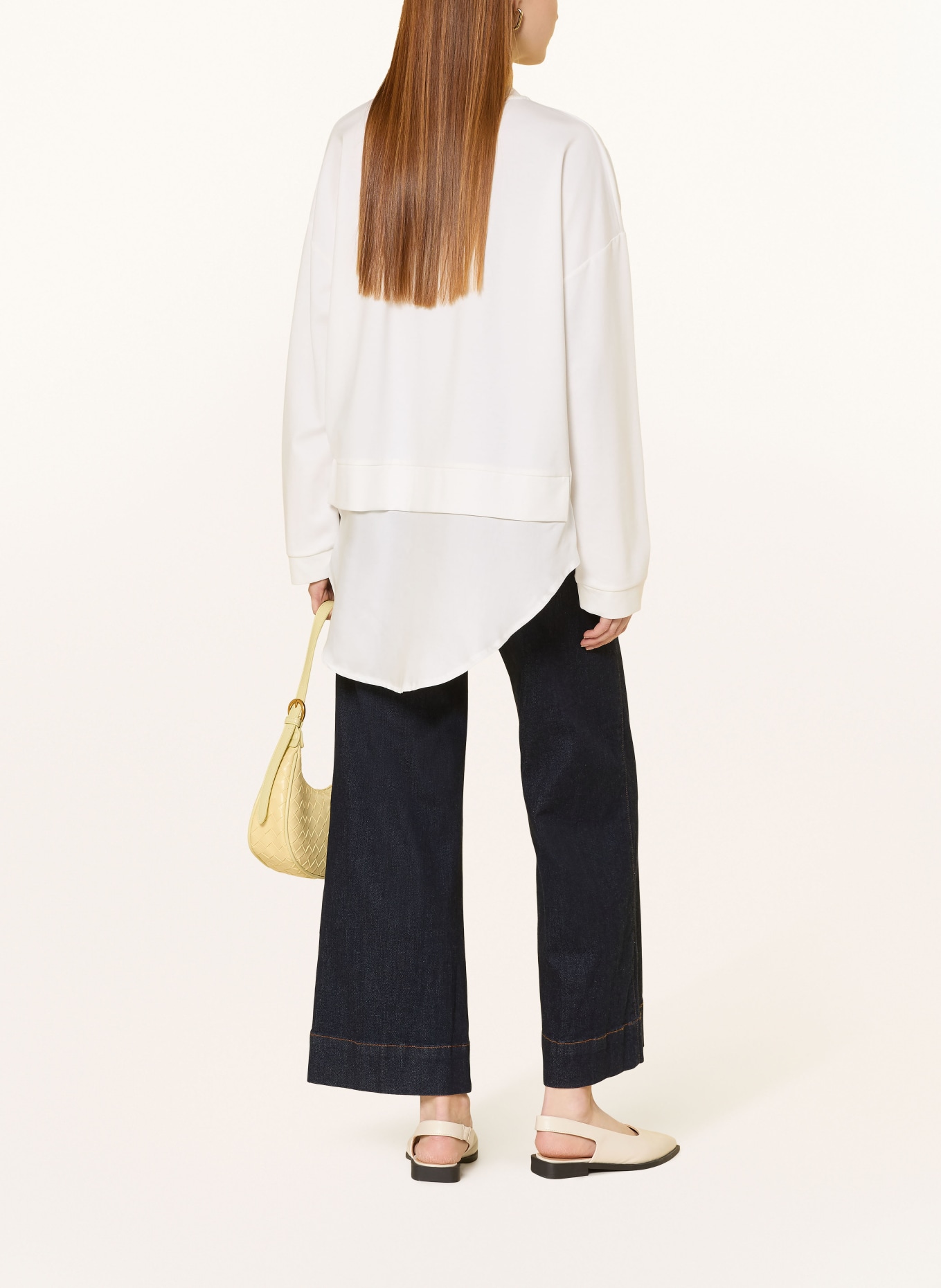 ELENA MIRO Sweatshirt im Materialmix: WEISS