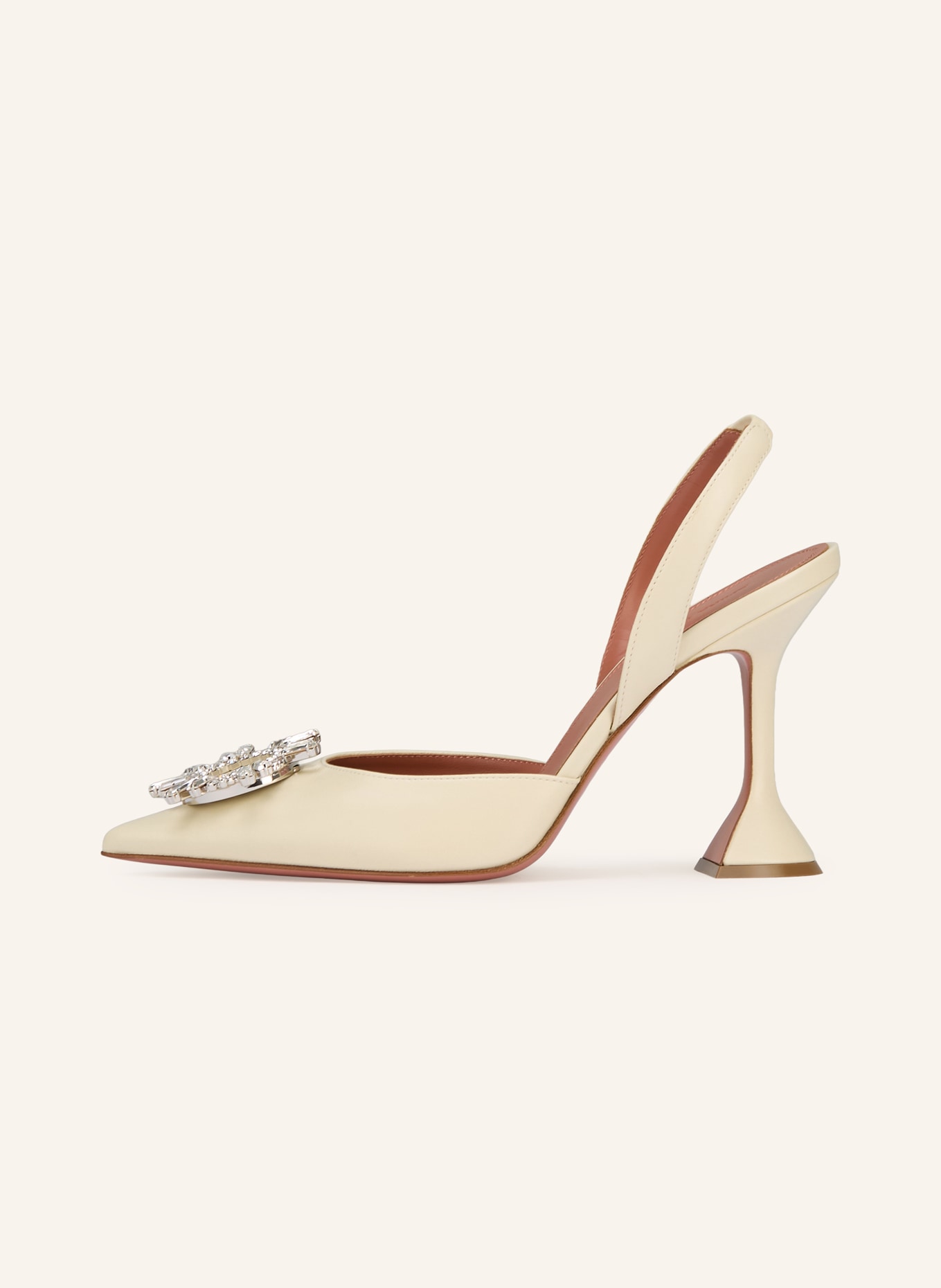 AMINA MUADDI Slingpumps BEGUM SLING 95 mit Schmucksteinen: CREME