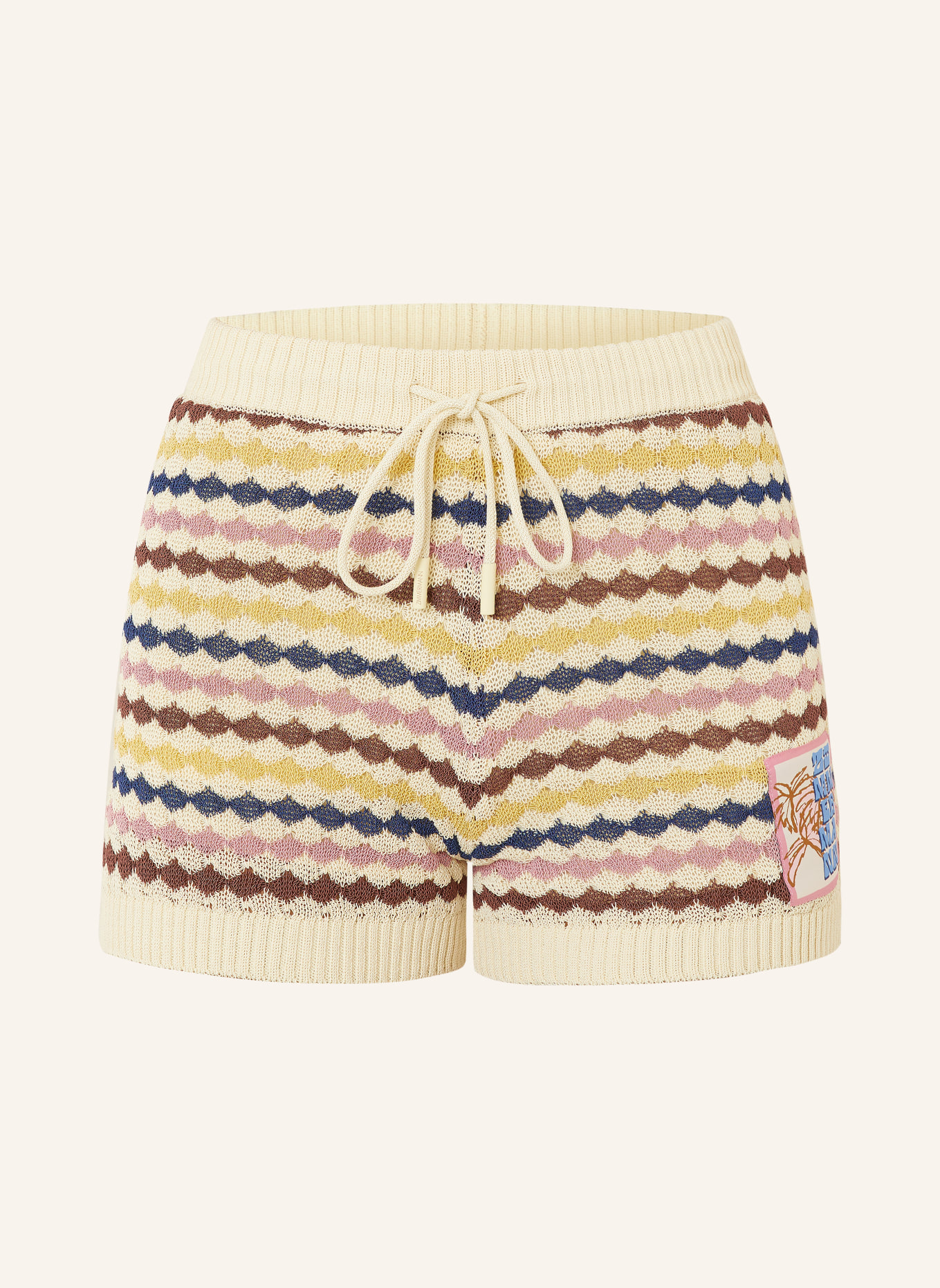 ZIMMERMANN Strickshorts: BEIGE / ALTROSA / DUNKELBLAU