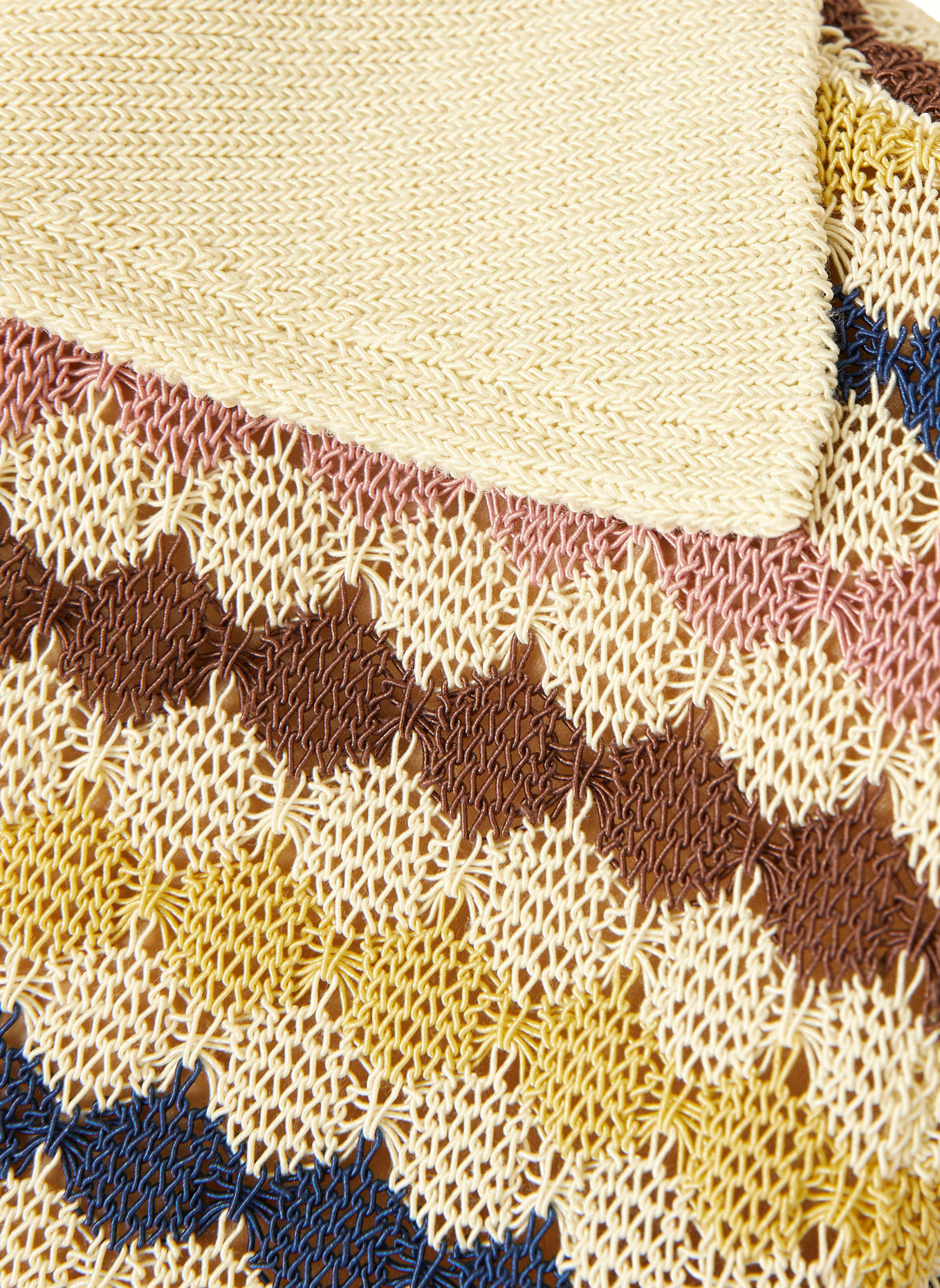 ZIMMERMANN Strick-Poloshirt: CREME / DUNKELBRAUN / DUNKELBLAU