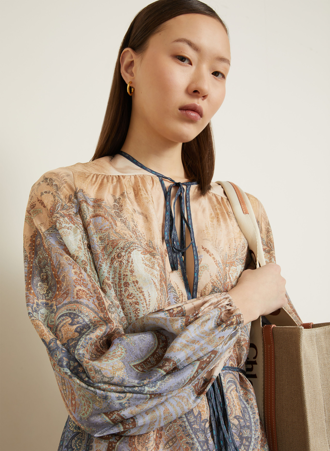 ZIMMERMANN Strandkleid WANDERLUST: BLAU / BRAUN / TÜRKIS