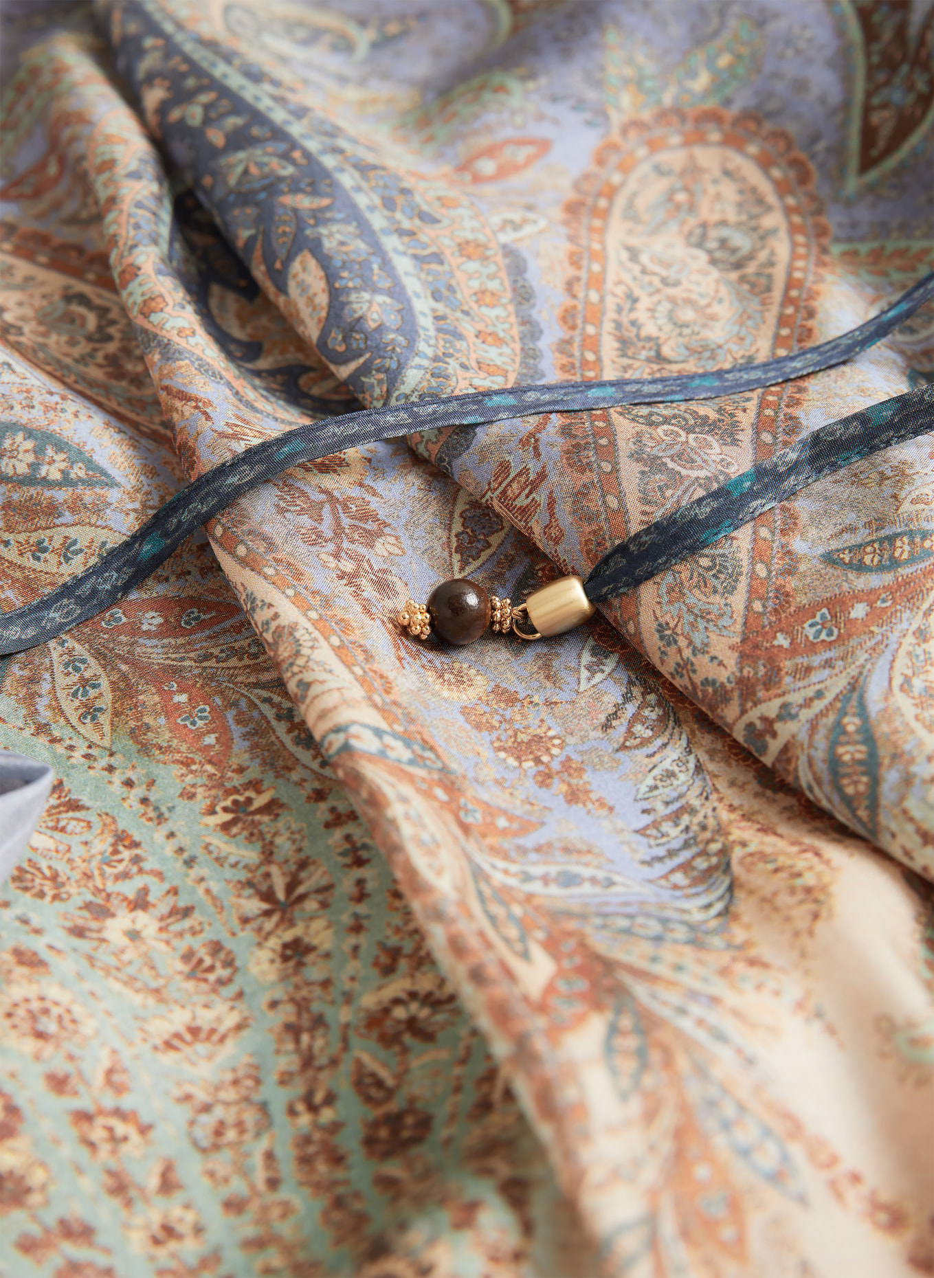 ZIMMERMANN Strandkleid WANDERLUST: BLAU / BRAUN / TÜRKIS