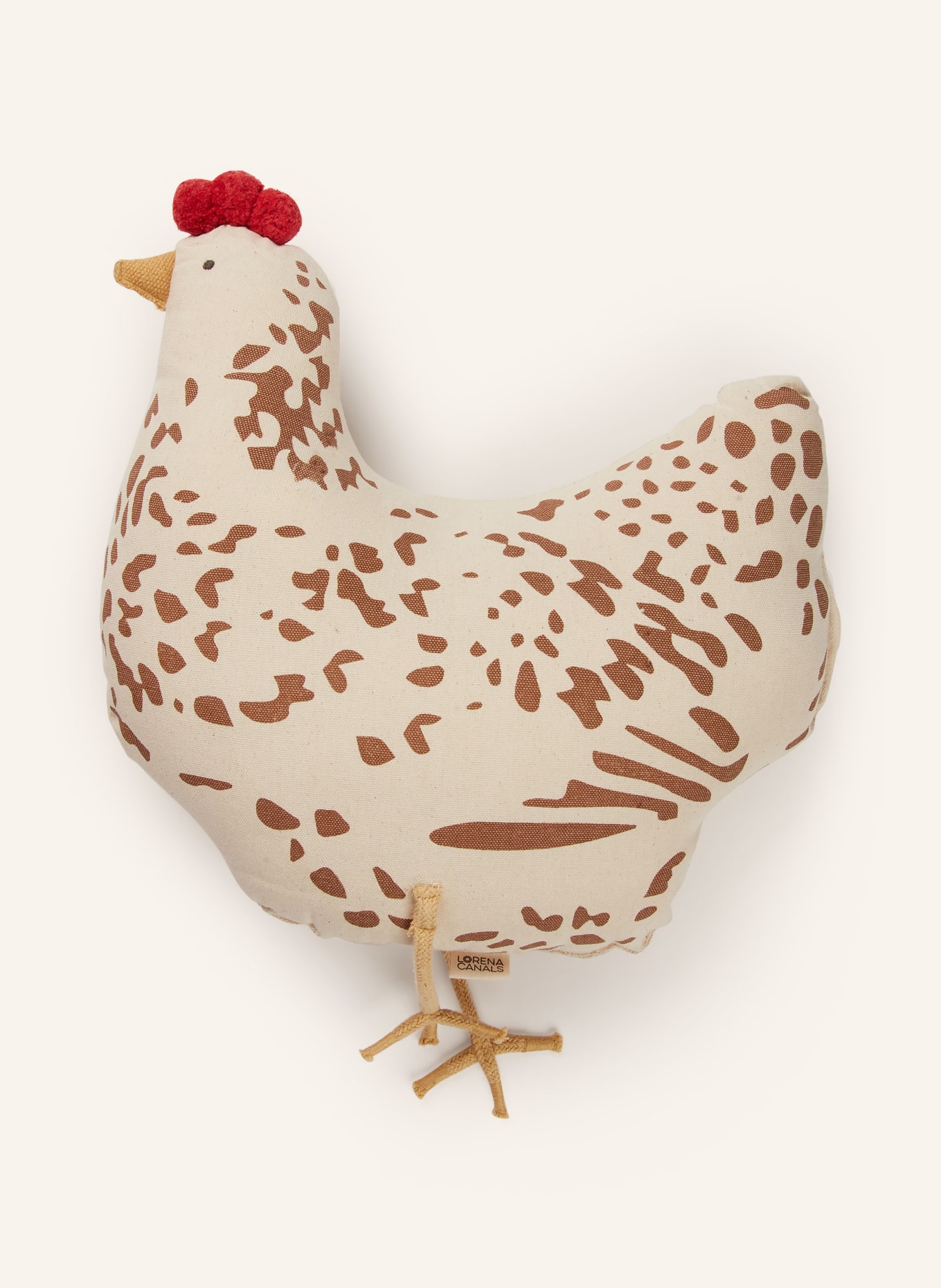 LORENA CANALS Dekokissen CHICKEN: BEIGE / ROT / DUNKELGELB