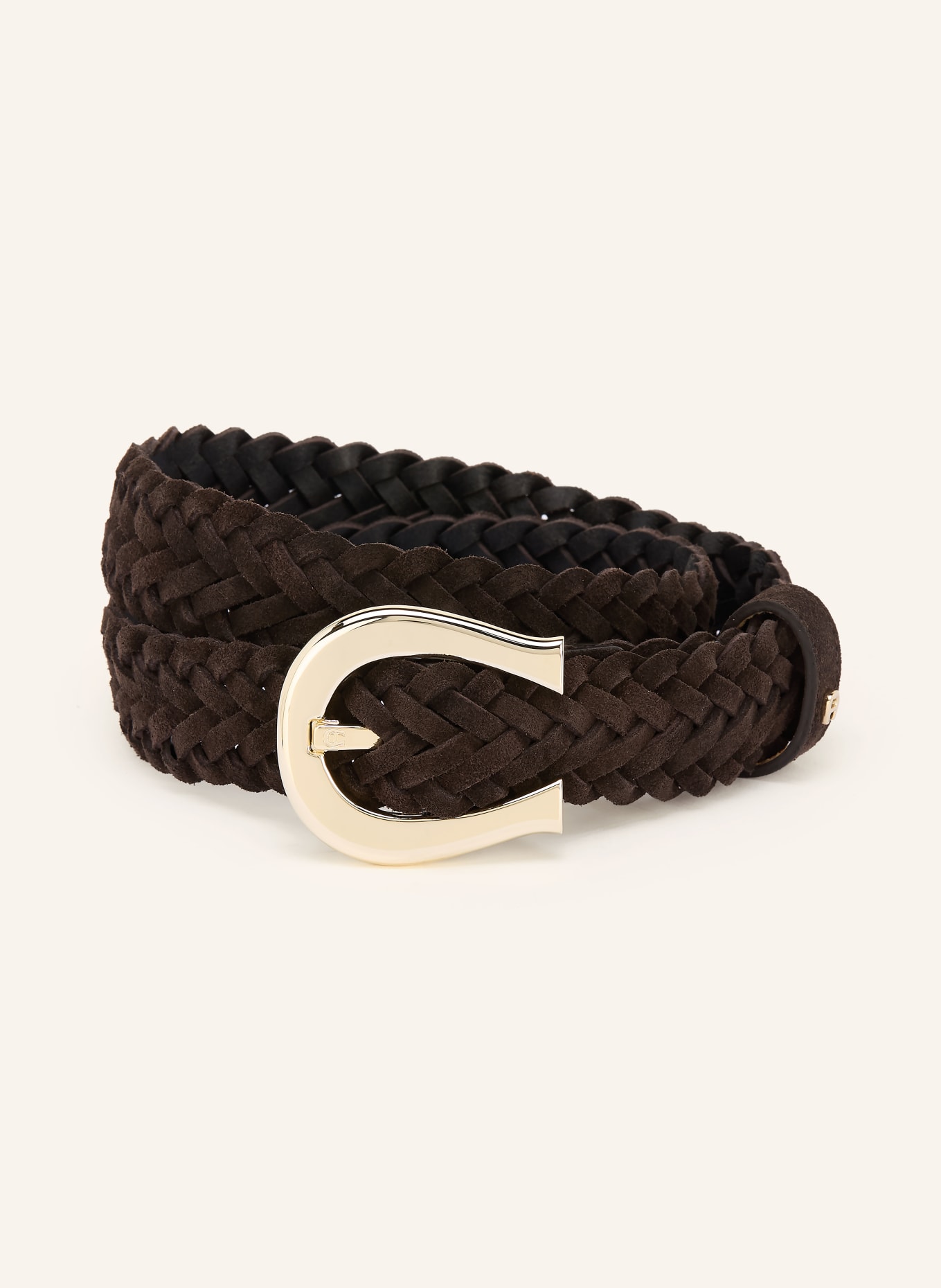 AIGNER Flechtgürtel: DUNKELBRAUN / SILBER