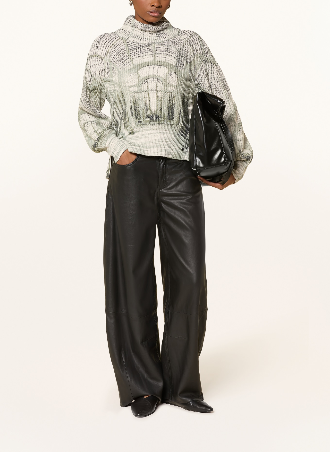 monari Pullover mit Glitzergarn: ECRU / OLIV / DUNKELGRÜN