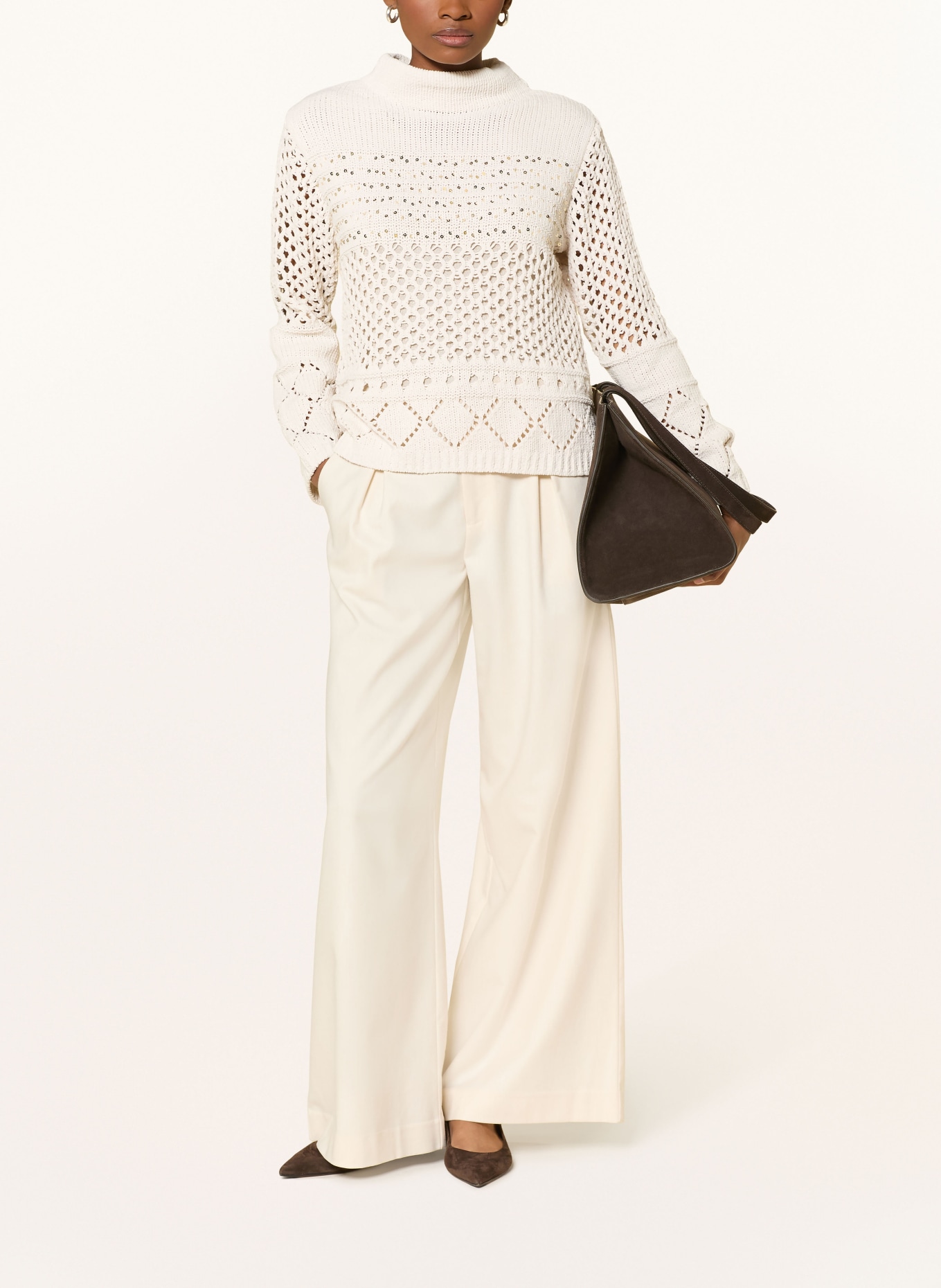 monari Pullover mit Pailletten: CREME