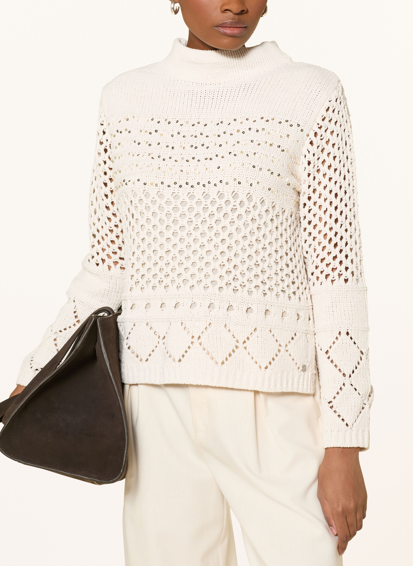 monari Pullover mit Pailletten: CREME
